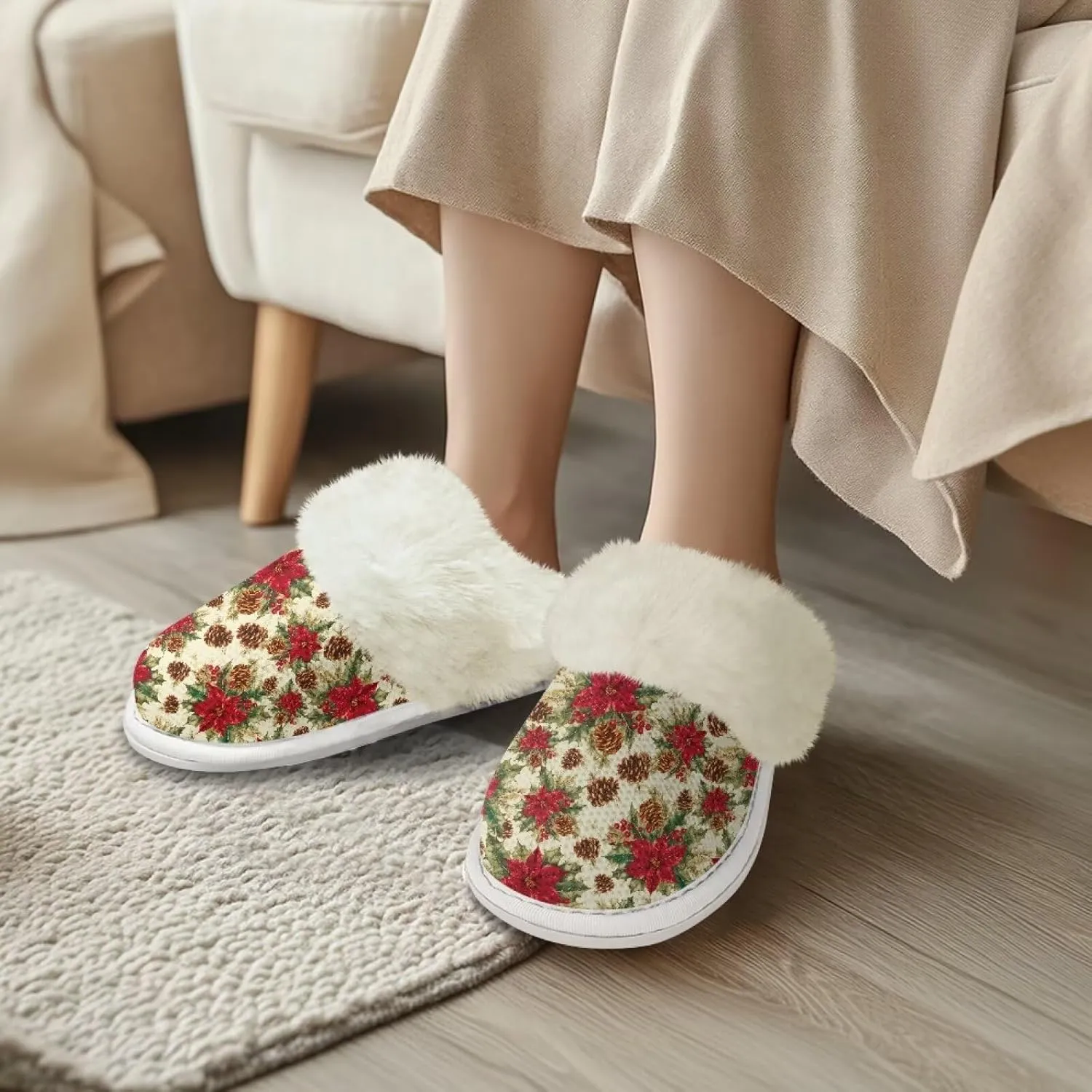 Binienty Womans Slippers Mens Fuzzy House Slippers Memory Foam Winter Indoor Bedroom Shoes