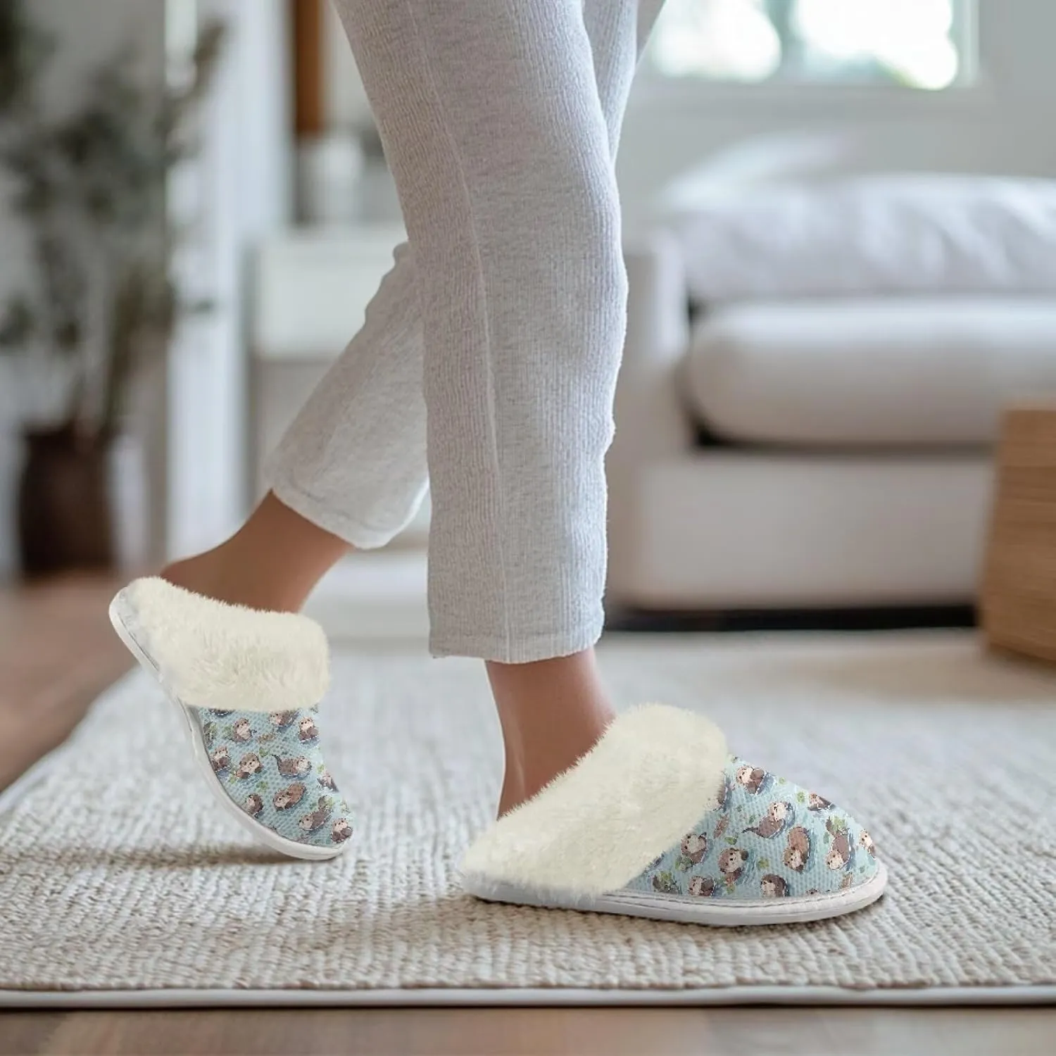 Binienty Women Fuzzy Slippers Slip On Slippers for Men Ladies Casual Winter Shoes Indoor