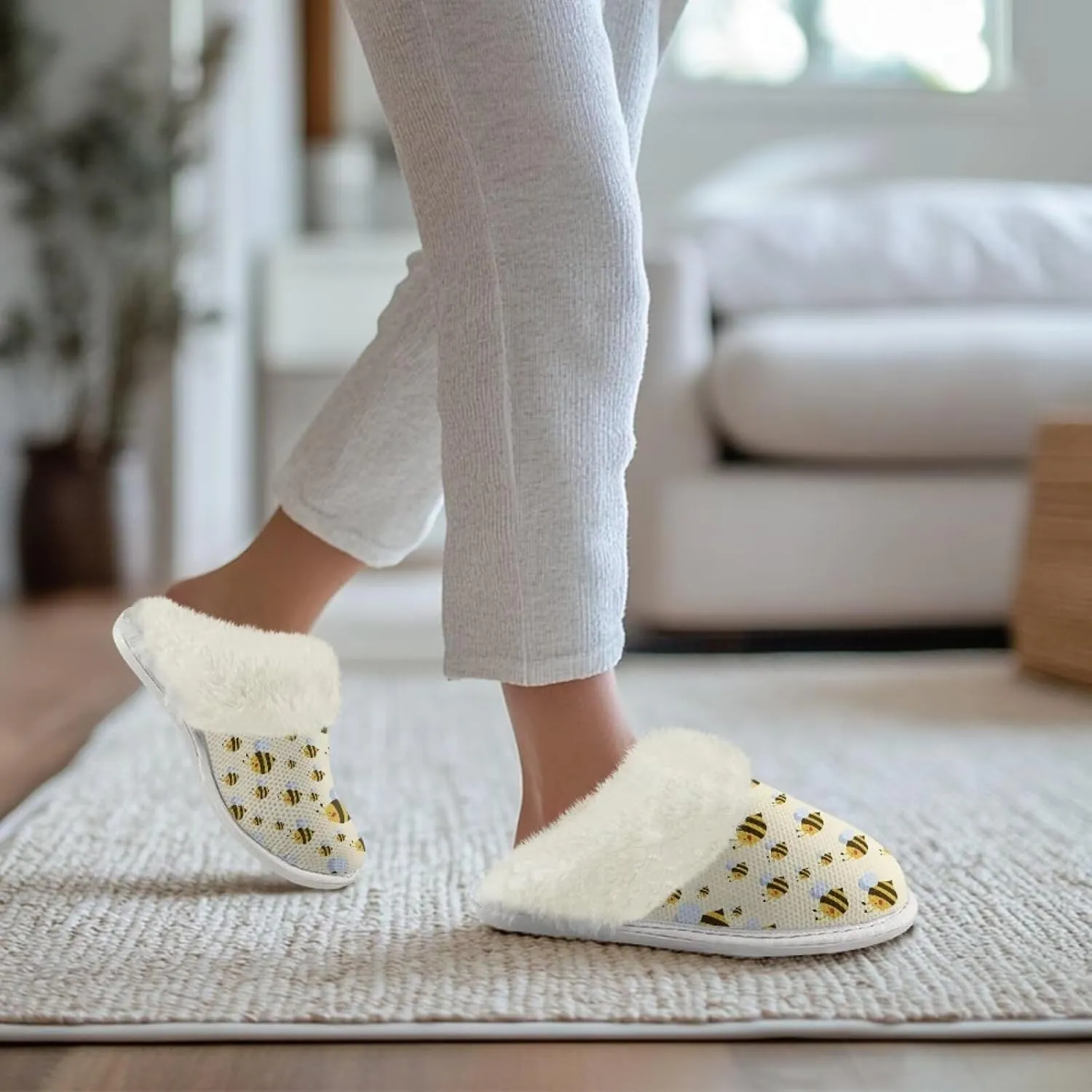 Binienty Women Fuzzy Slippers Slip On Slippers for Men Ladies Casual Winter Shoes Indoor