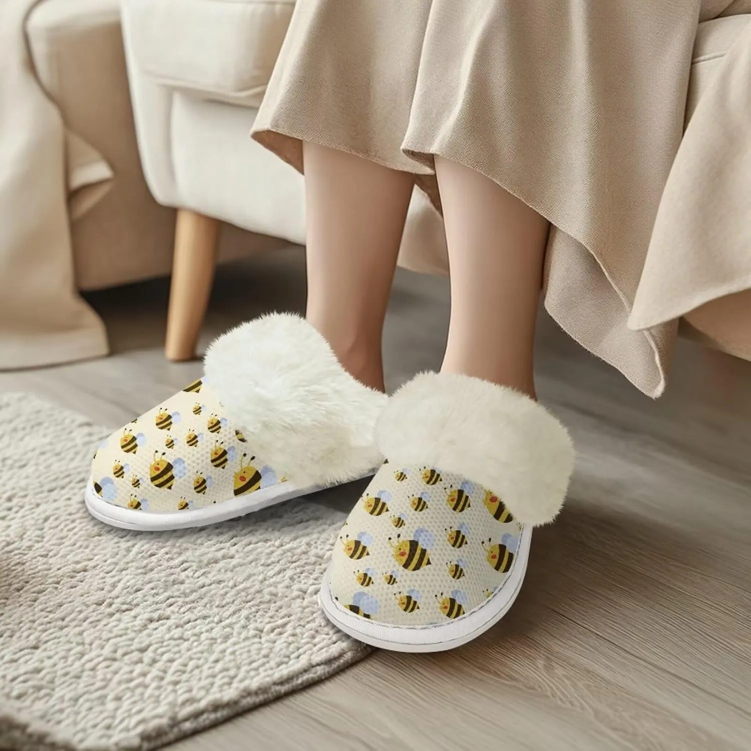 Binienty Women Fuzzy Slippers Slip On Slippers for Men Ladies Casual Winter Shoes Indoor