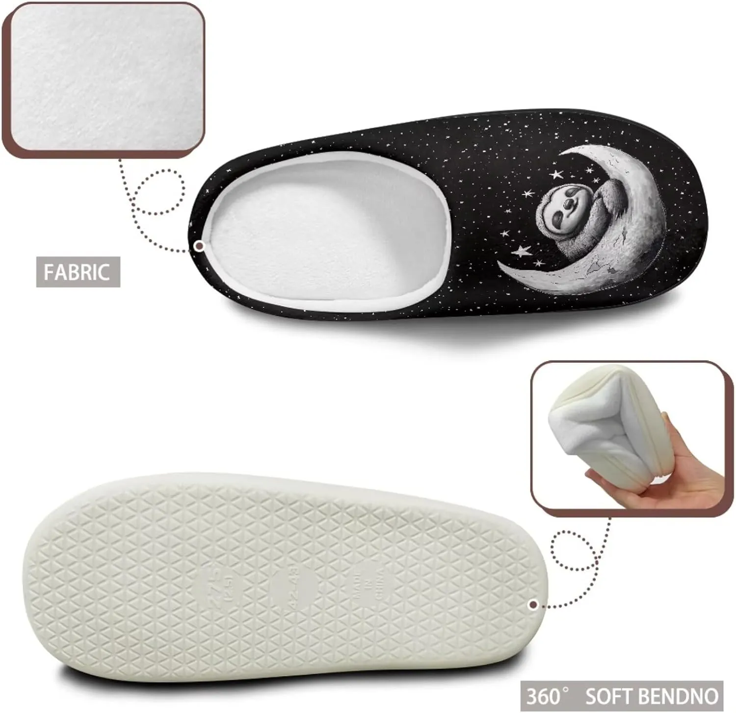 Binienty Womens Fuzzy House Slippers Indoor Shoes Memory Foam Insoles & Rubber Soles