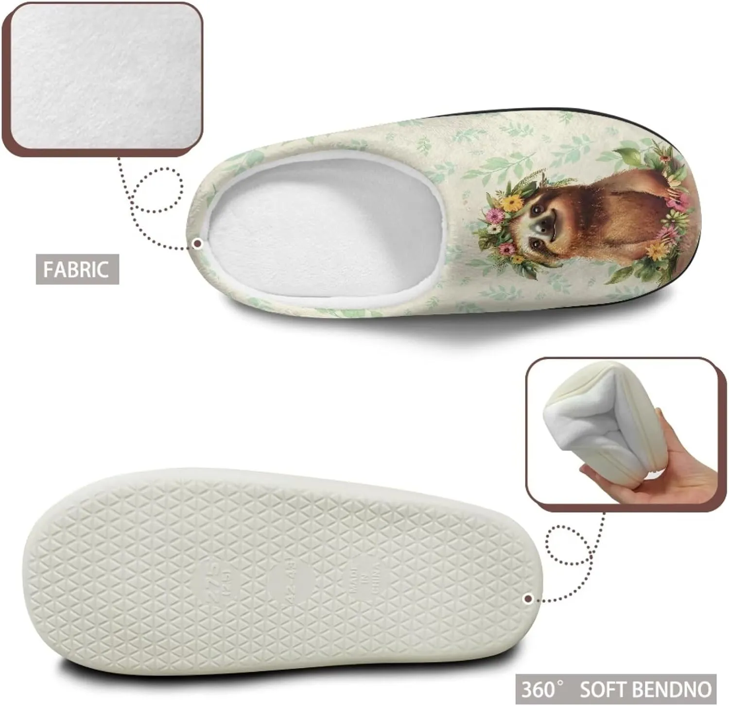 Binienty Womens Fuzzy House Slippers Indoor Shoes Memory Foam Insoles & Rubber Soles