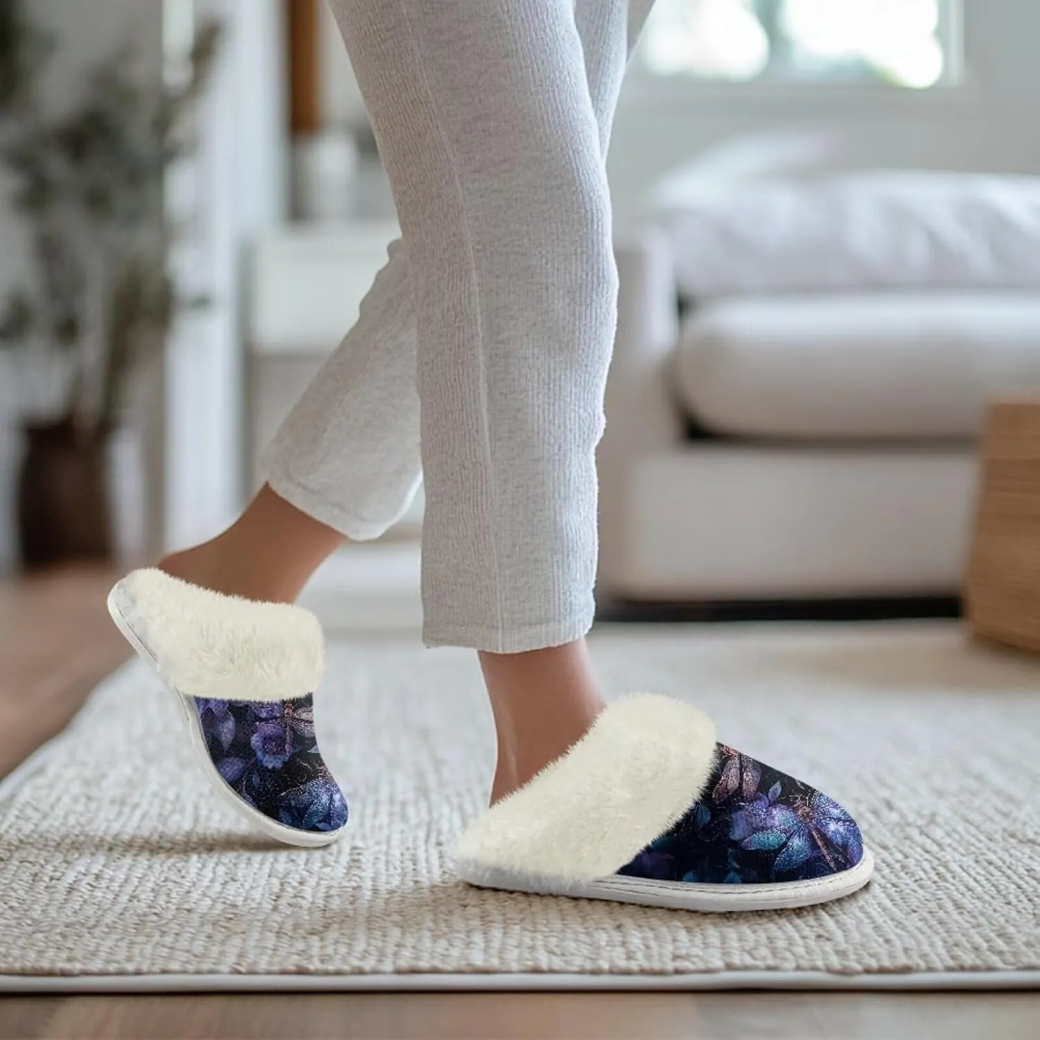 Binienty Women's Men's House Shoes Ultra Lightweight Fuzzy Winter Slippers