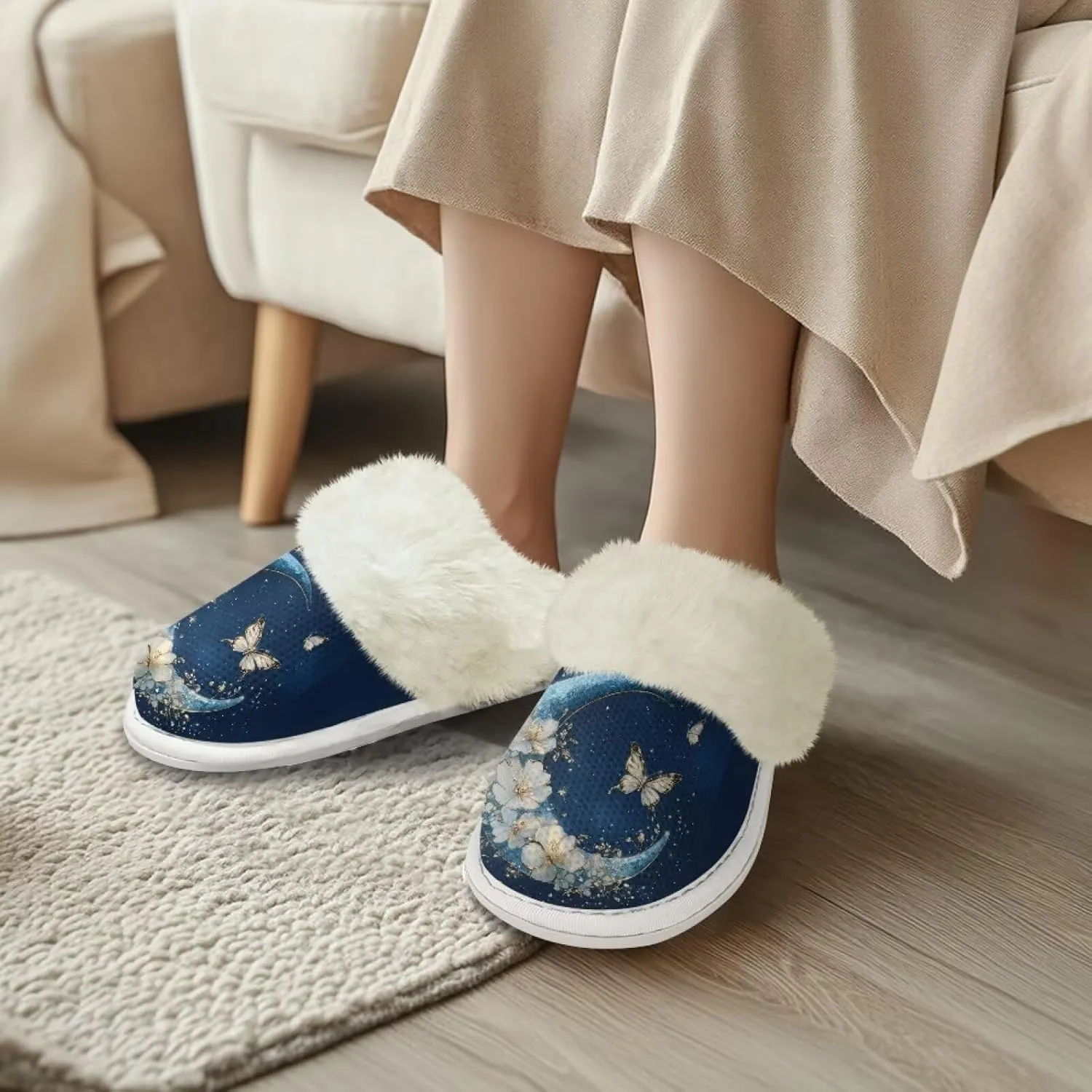 Binienty Women's Men's House Shoes Ultra Lightweight Fuzzy Winter Slippers