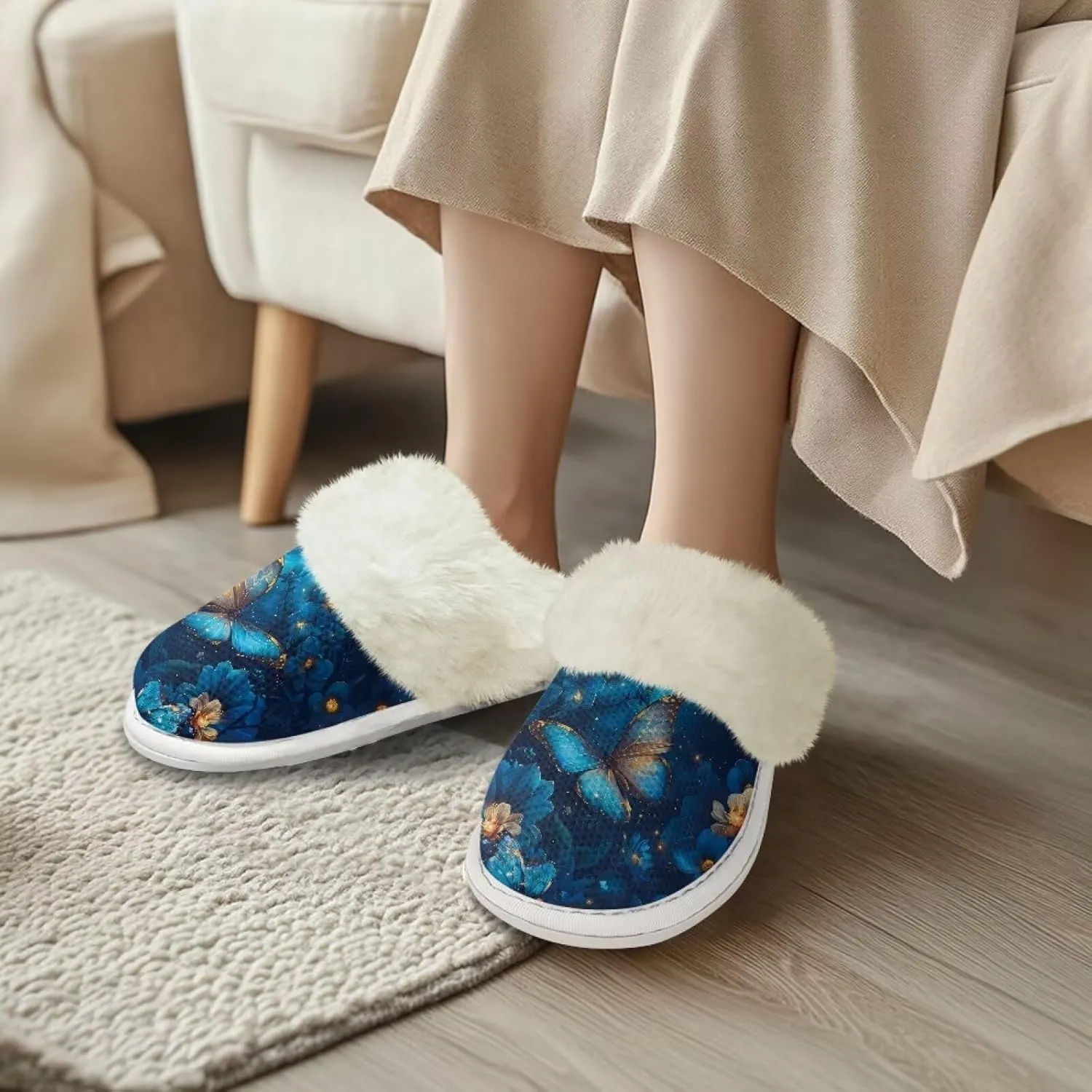 Binienty Women's Men's House Shoes Ultra Lightweight Fuzzy Winter Slippers