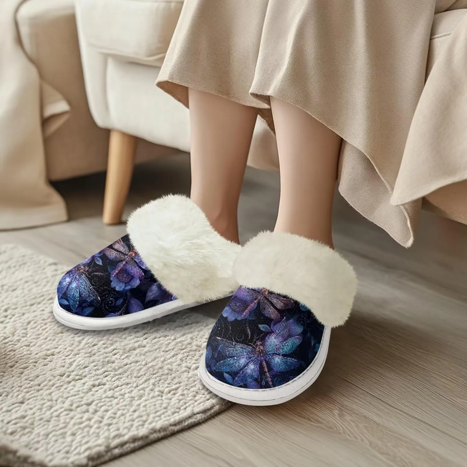 Binienty Women's Men's House Shoes Ultra Lightweight Fuzzy Winter Slippers