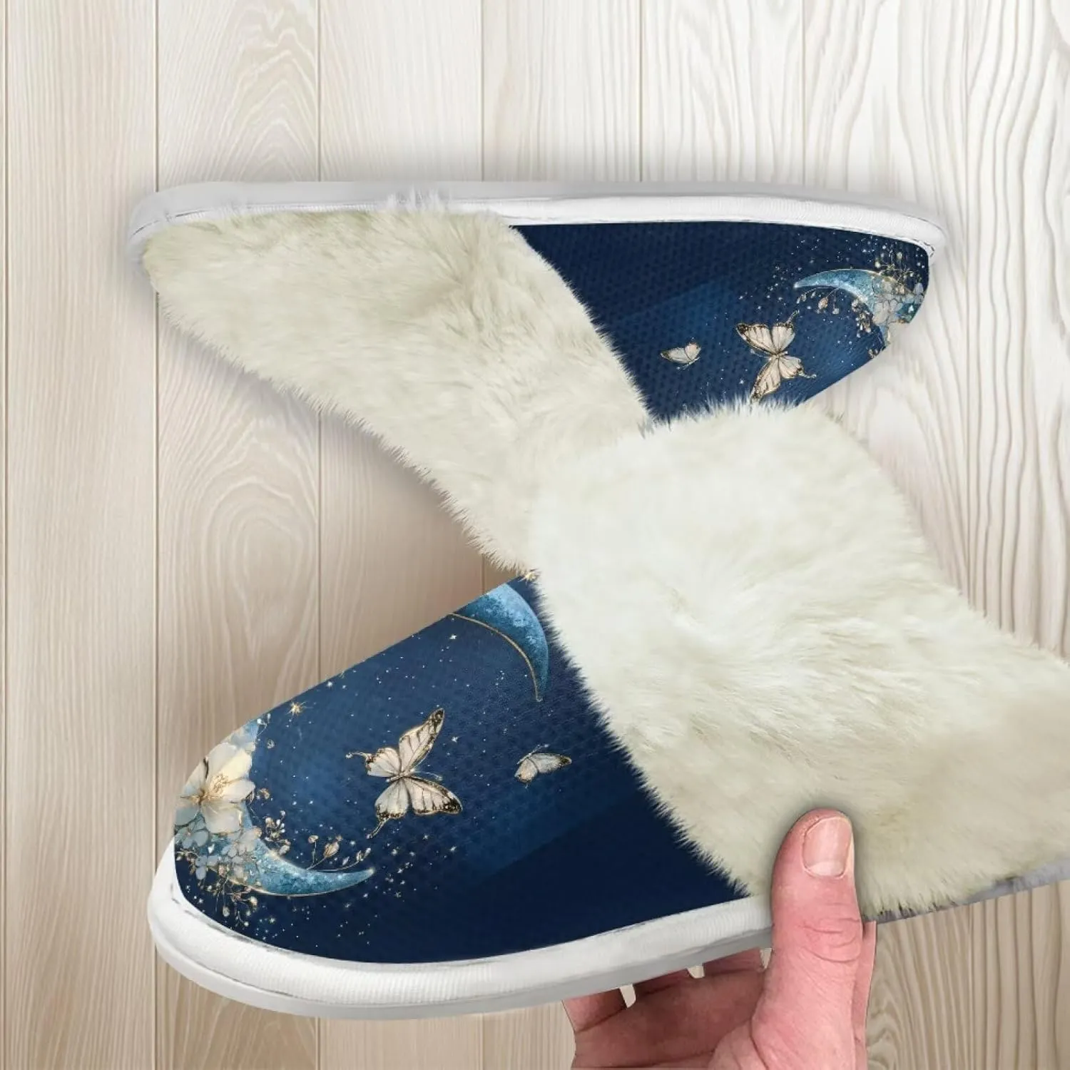 Binienty Women's Men's House Shoes Ultra Lightweight Fuzzy Winter Slippers
