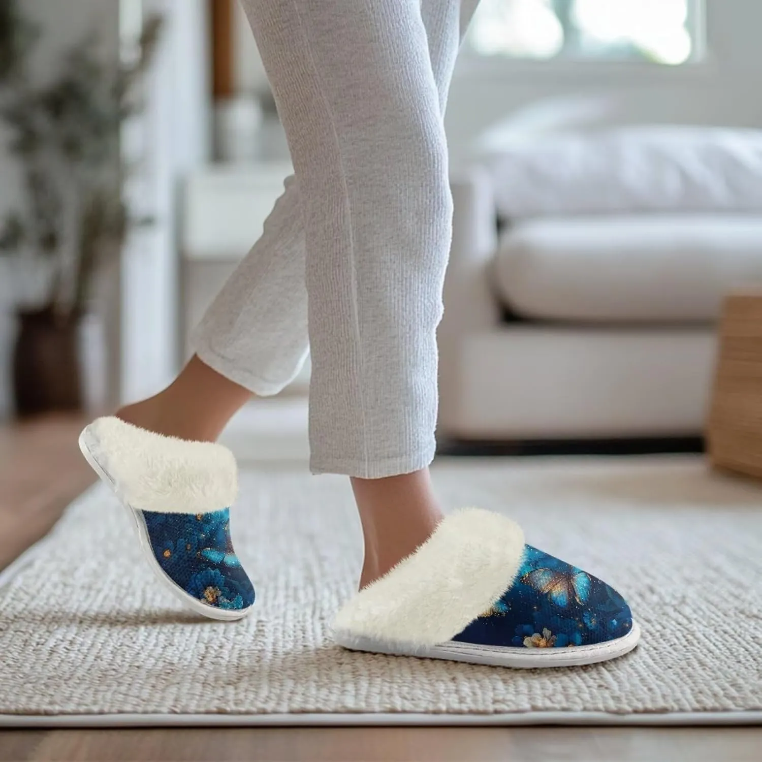 Binienty Women's Men's House Shoes Ultra Lightweight Fuzzy Winter Slippers