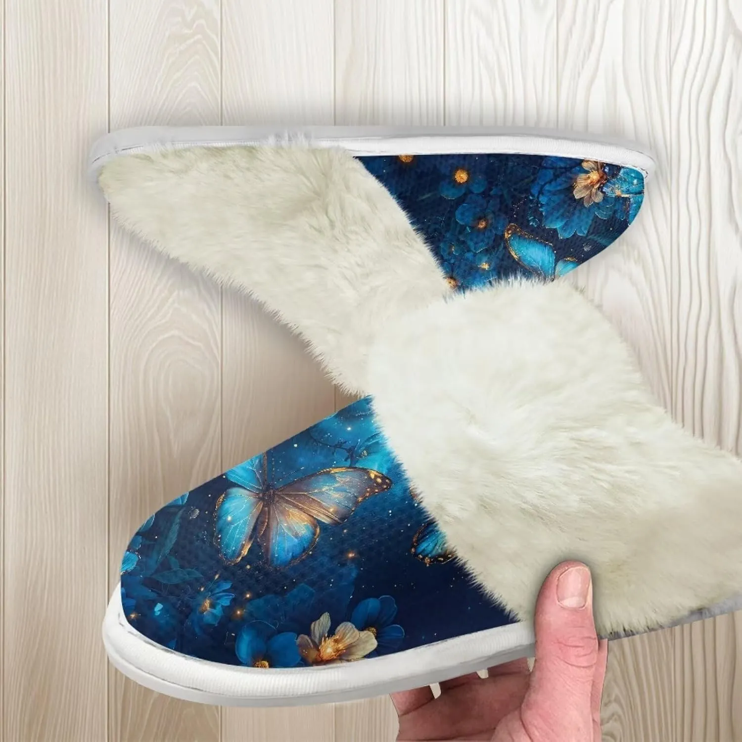 Binienty Women's Men's House Shoes Ultra Lightweight Fuzzy Winter Slippers