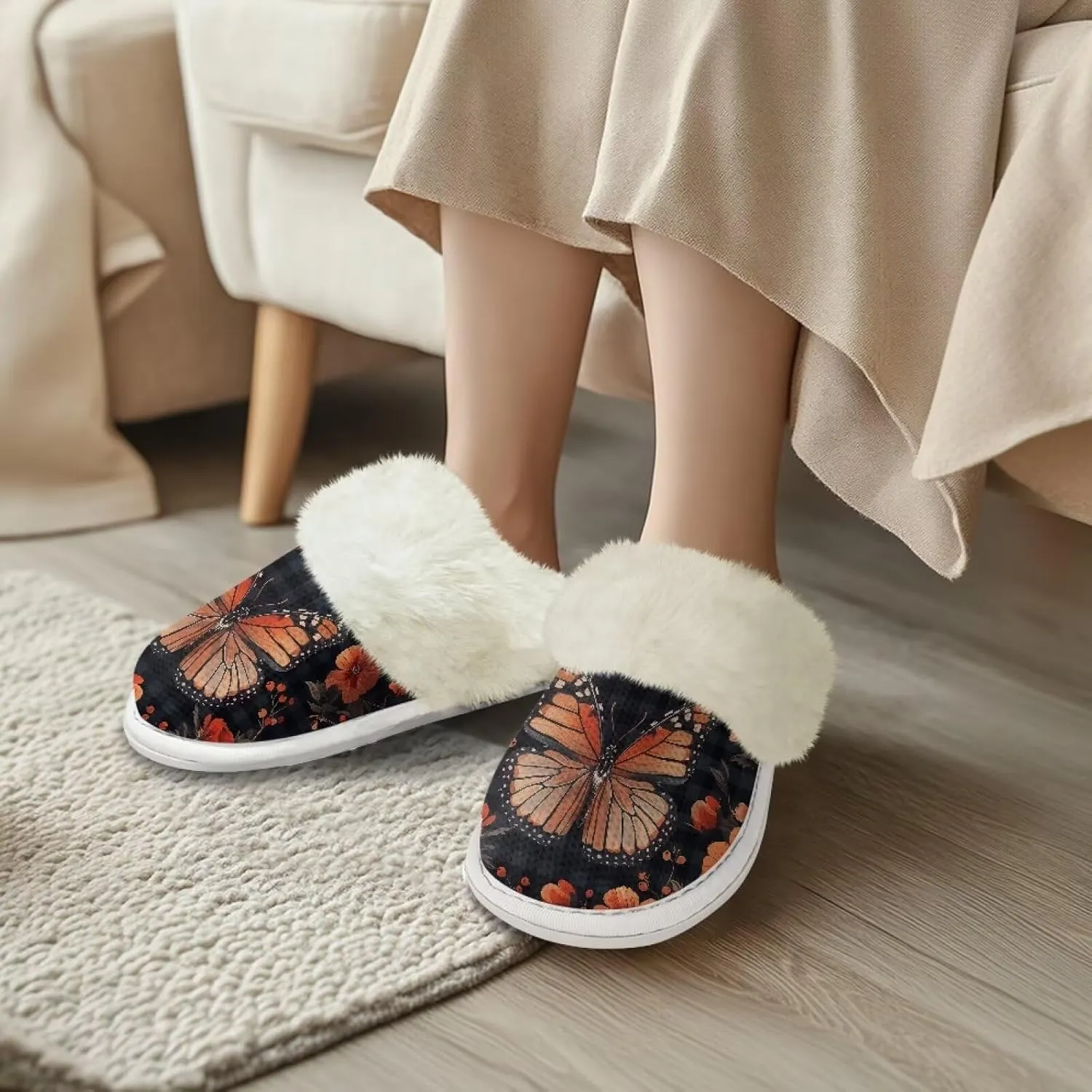 Binienty Women's Men's House Shoes Ultra Lightweight Fuzzy Winter Slippers