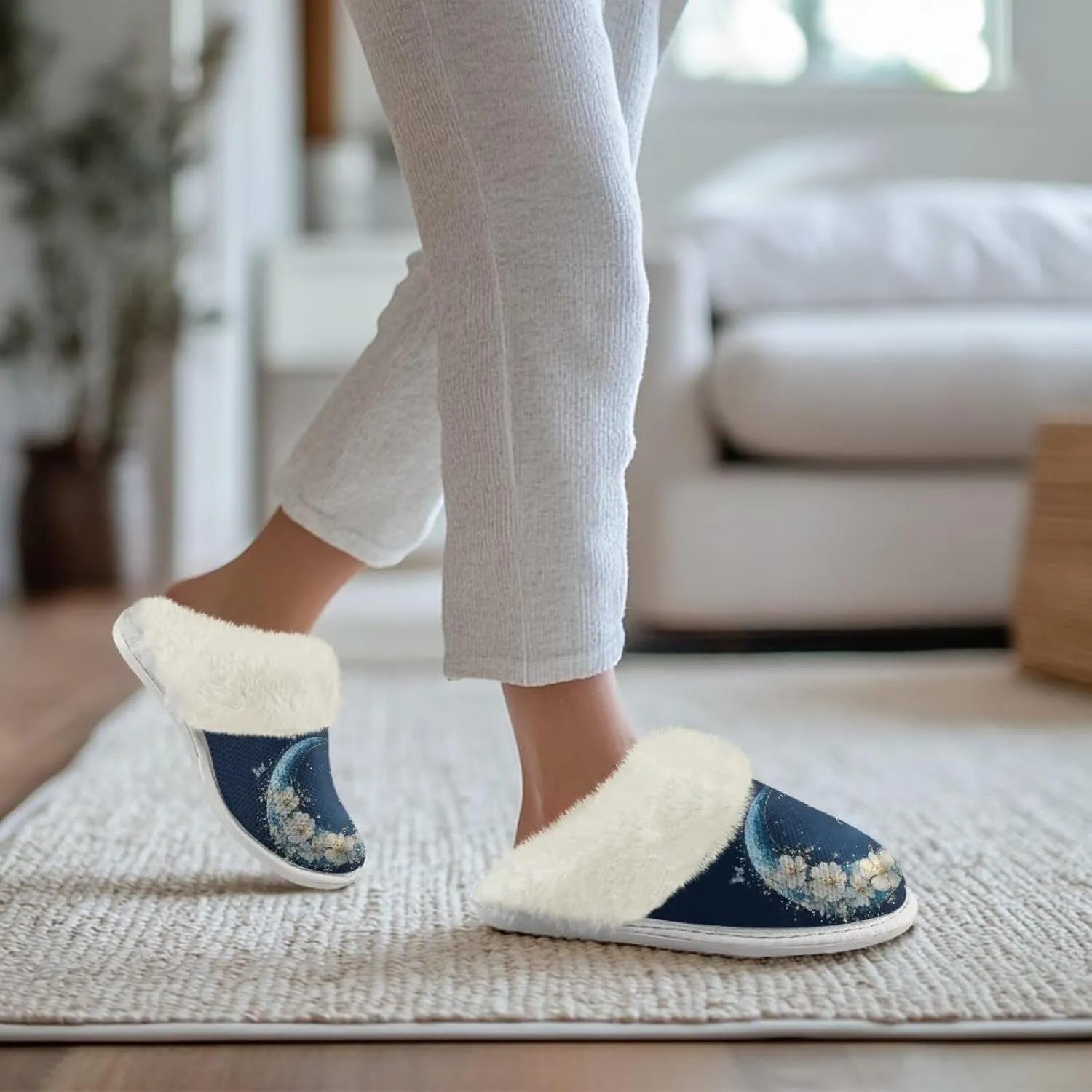 Binienty Women's Men's House Shoes Ultra Lightweight Fuzzy Winter Slippers