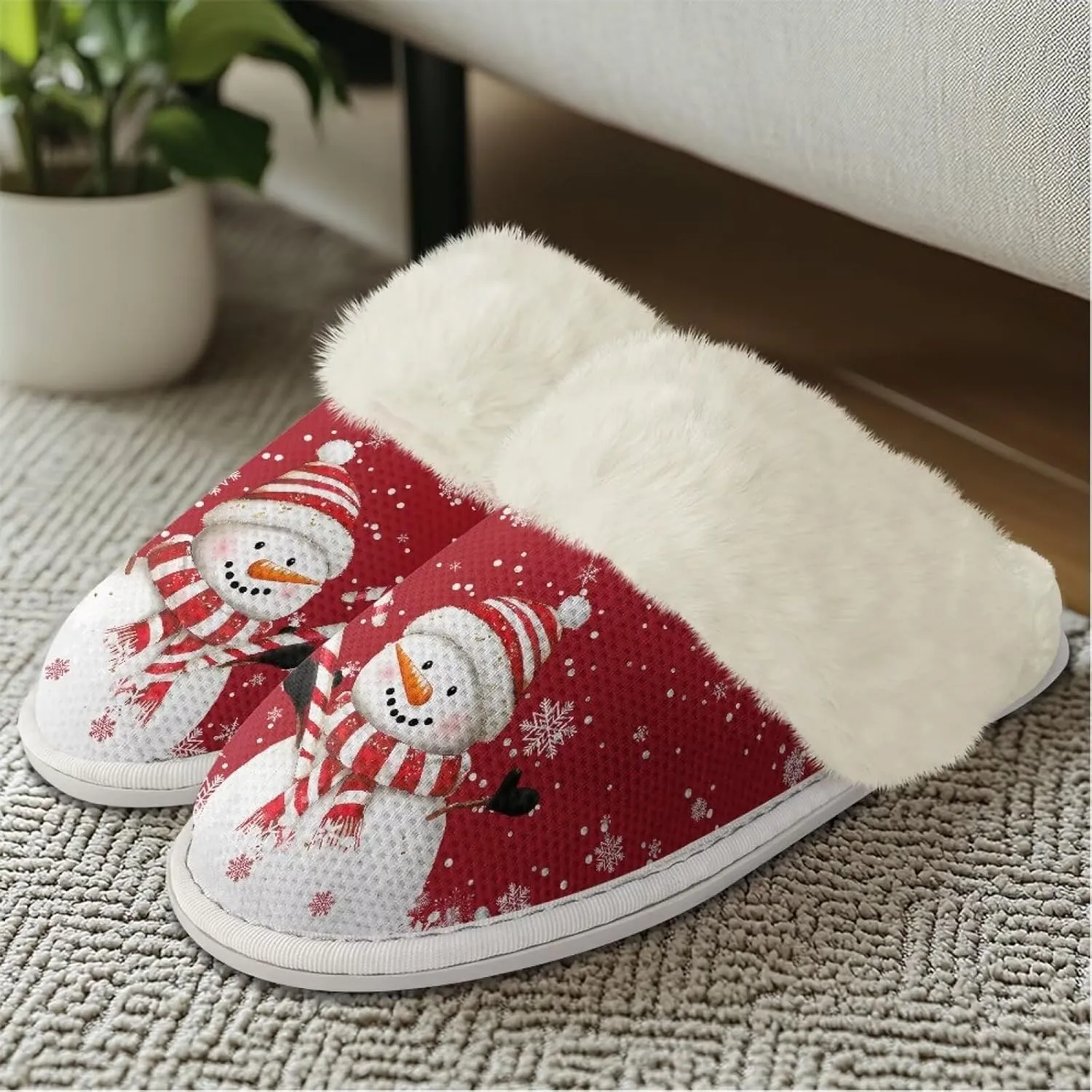 Binienty Women's Men's House Slippers Memory Foam Indoor Outdoor Fuzzy Slipper Bedroom Shoes