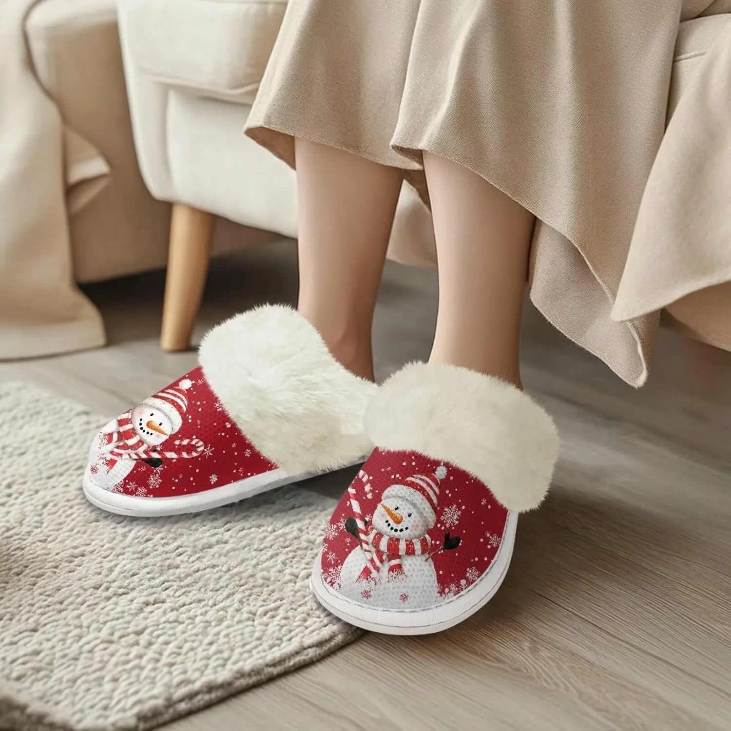 Binienty Women's Men's House Slippers Memory Foam Indoor Outdoor Fuzzy Slipper Bedroom Shoes