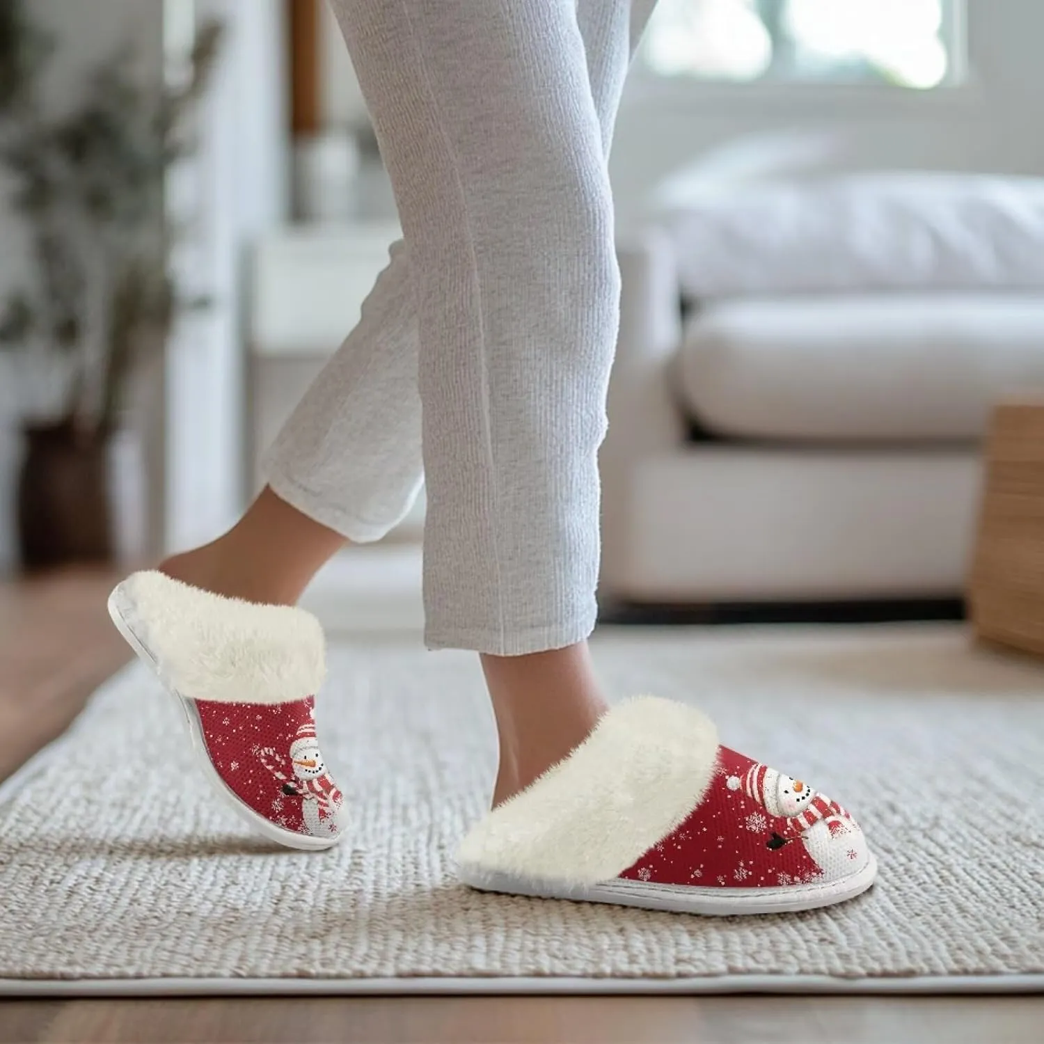 Binienty Women's Men's House Slippers Memory Foam Indoor Outdoor Fuzzy Slipper Bedroom Shoes