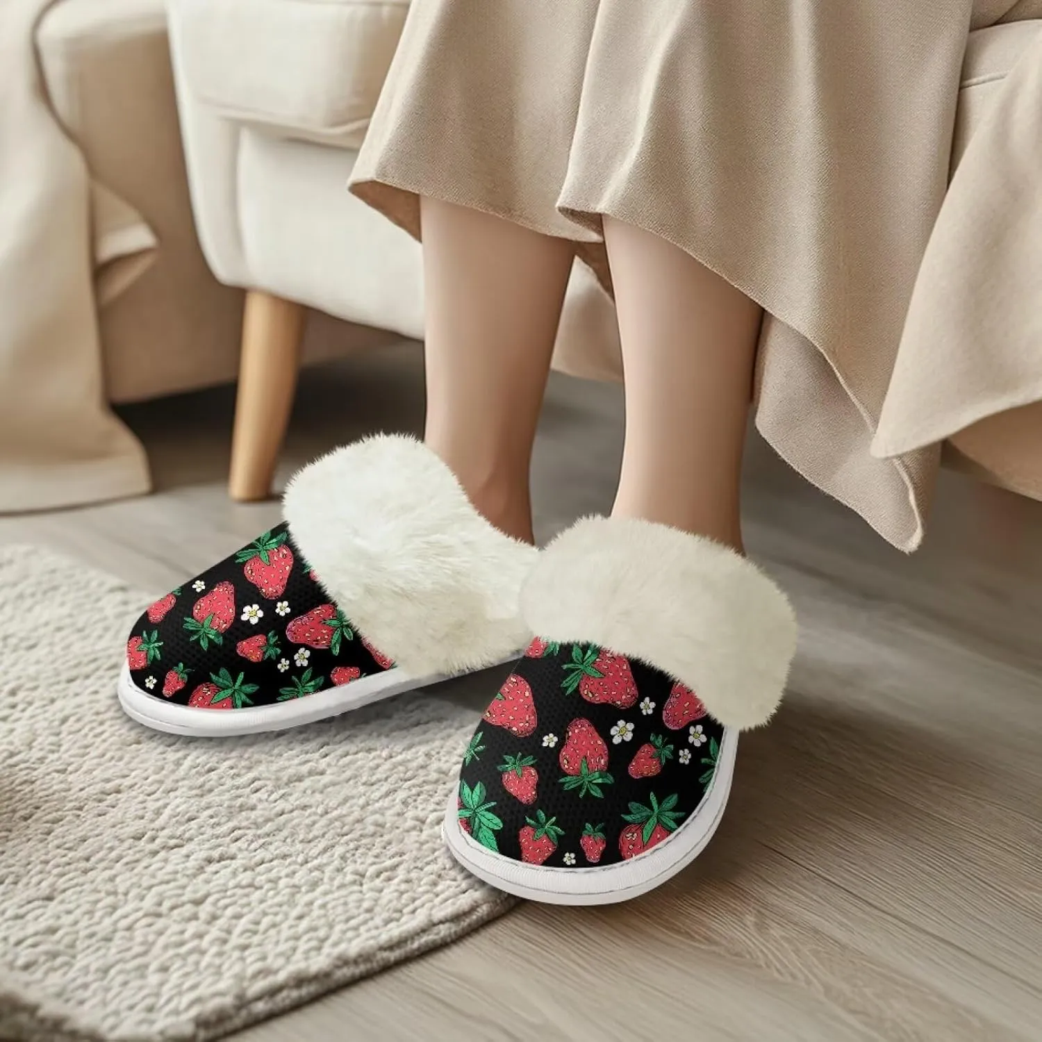 Binienty Womens Slippers Fuzzy Winter Slippers Soft Warm Bedroom Shoes Non-Slip