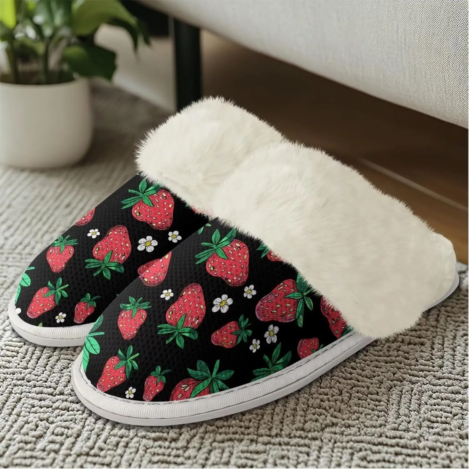 Binienty Womens Slippers Fuzzy Winter Slippers Soft Warm Bedroom Shoes Non-Slip