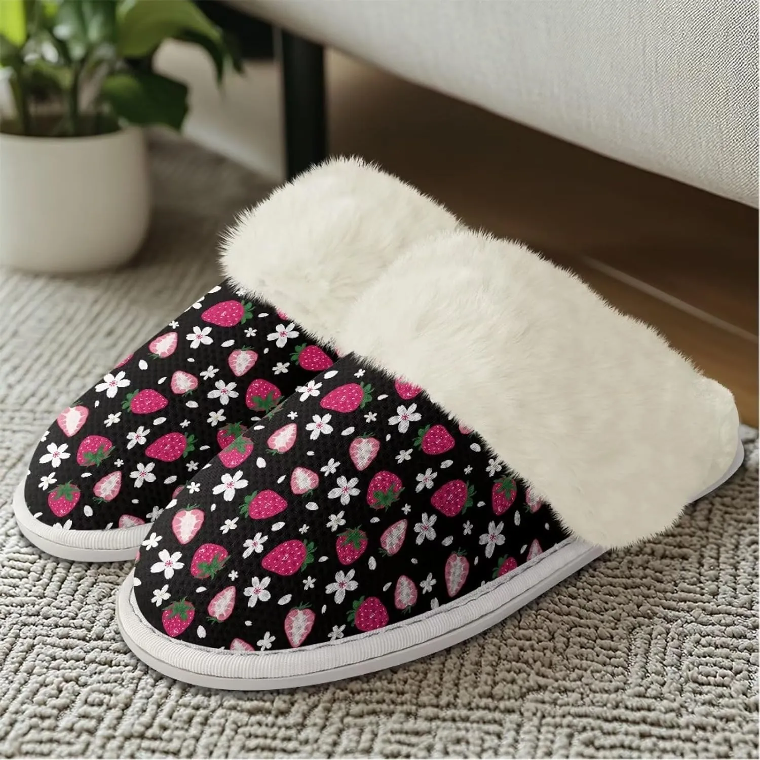Binienty Womens Slippers Fuzzy Winter Slippers Soft Warm Bedroom Shoes Non-Slip