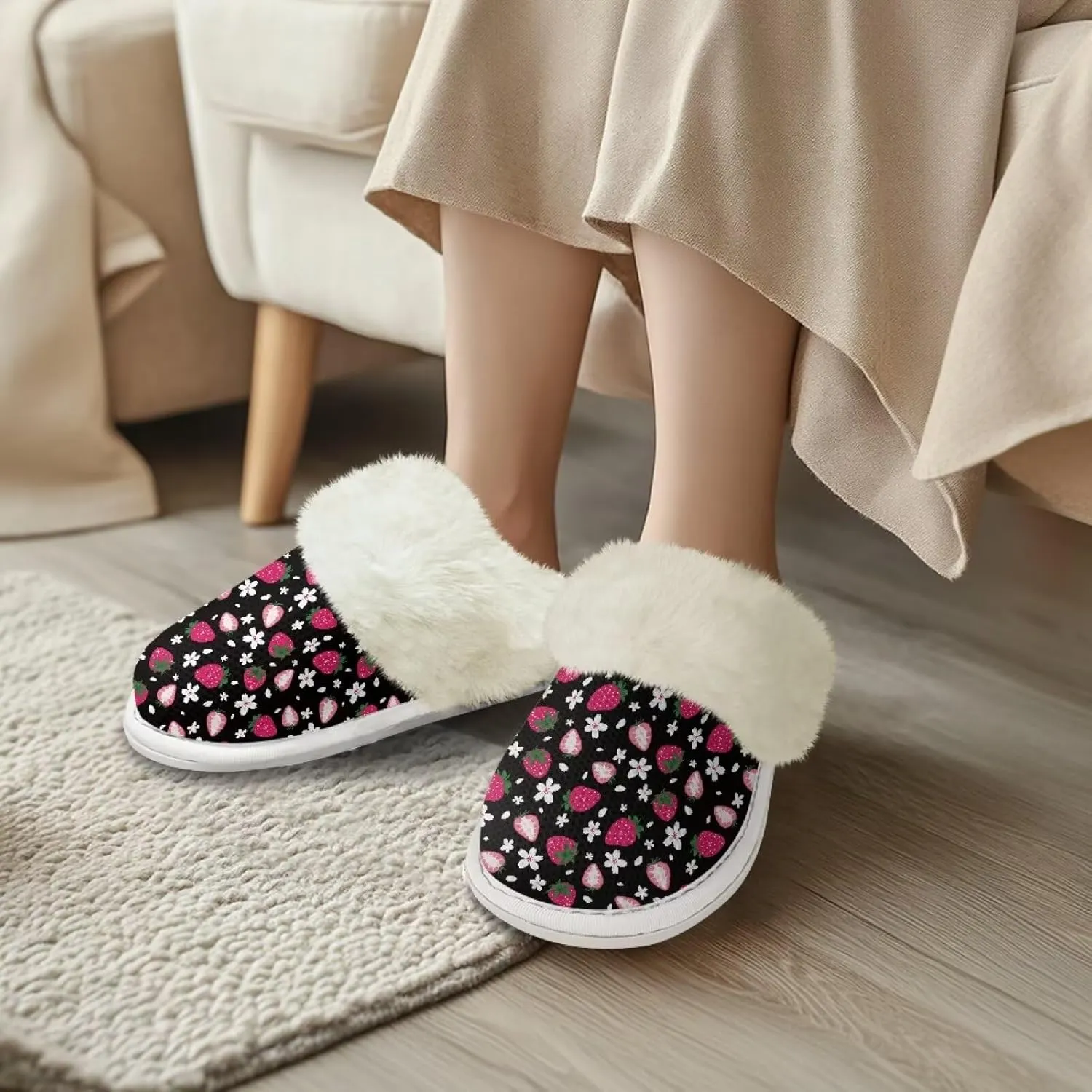 Binienty Womens Slippers Fuzzy Winter Slippers Soft Warm Bedroom Shoes Non-Slip