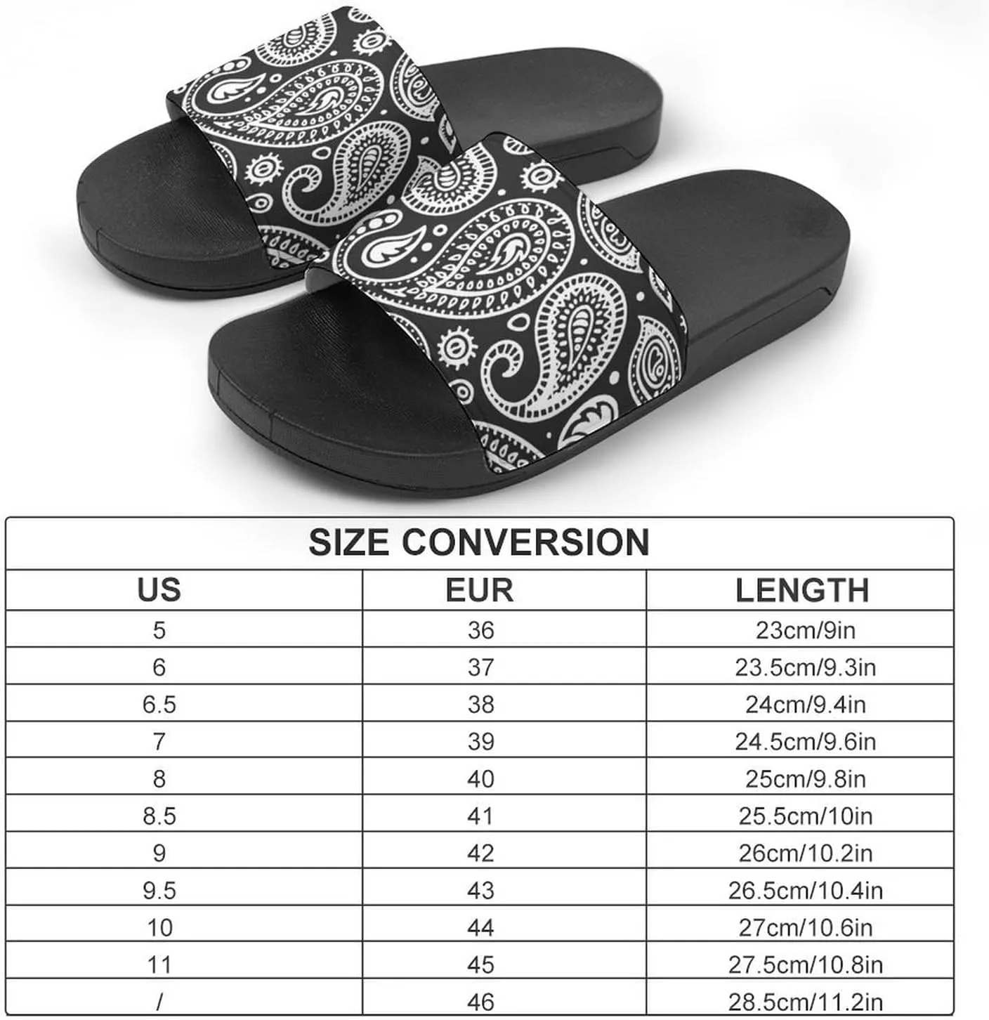 Black White Bandana Paisley House Slippers for Women Men Shower Slides Bathroom Sandals