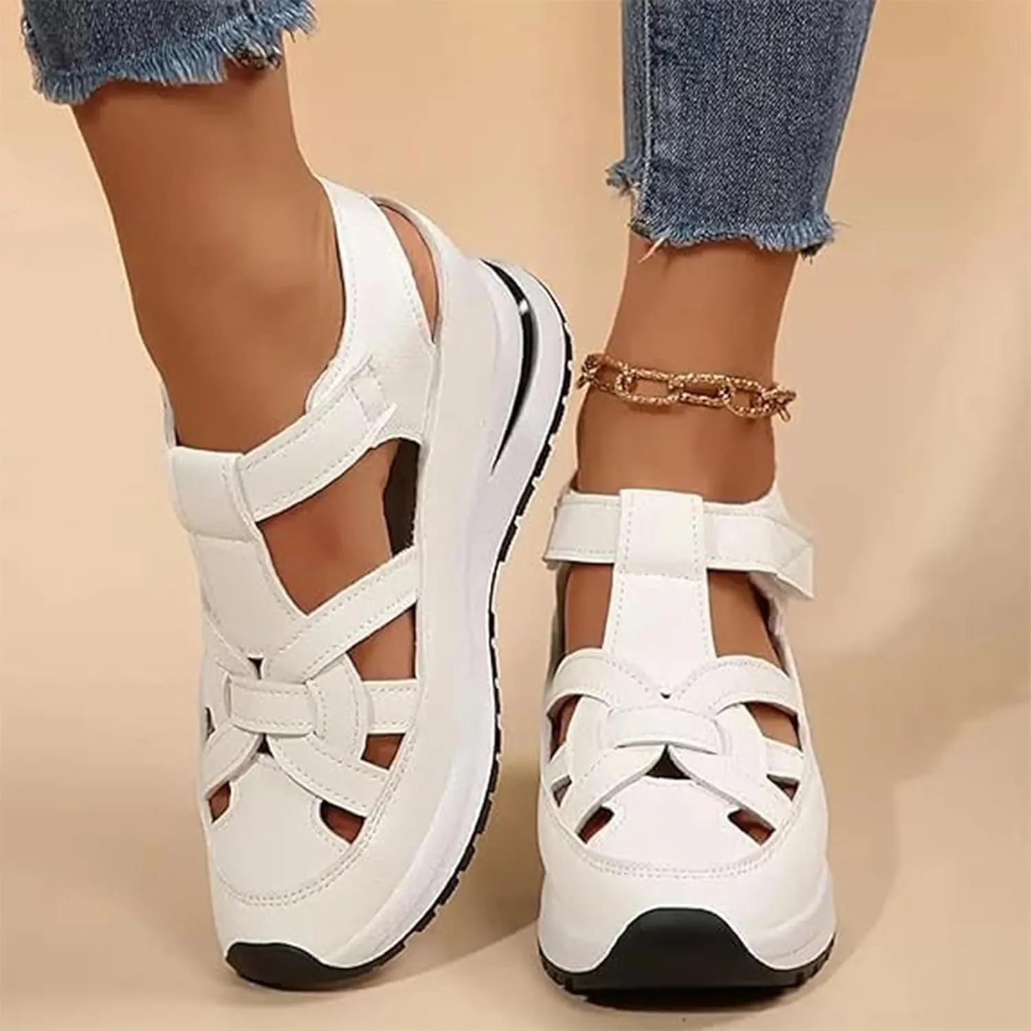 Bomre Shoes Women Sneakers, Bomre Orthopedic Sandals, Women's Plus Size Hollow-Out Casual Sandals, Arch Support