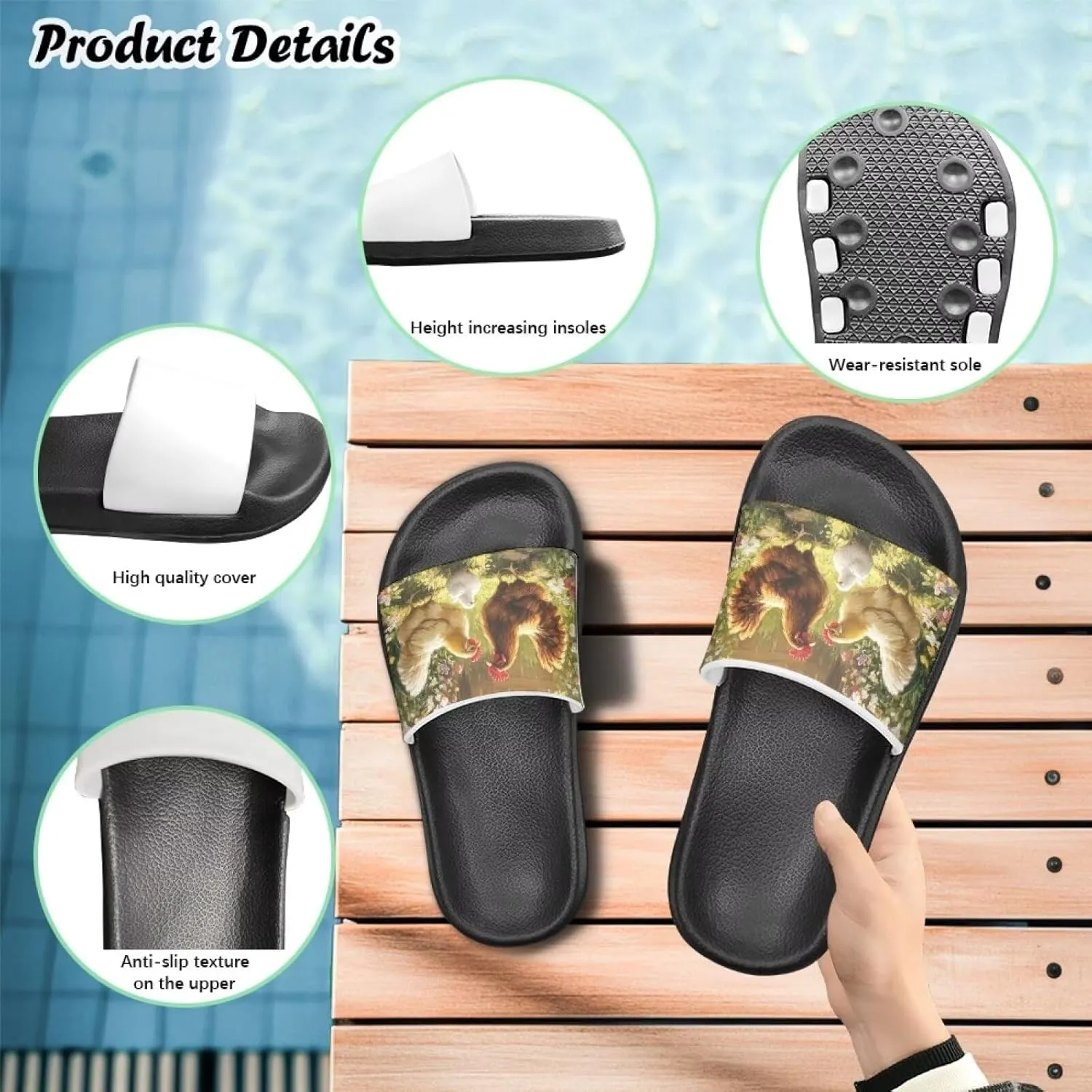 Boy & Girls Slide Sandals Kids Shower Shoes Non Slip Summer Slippers Beach Sandals