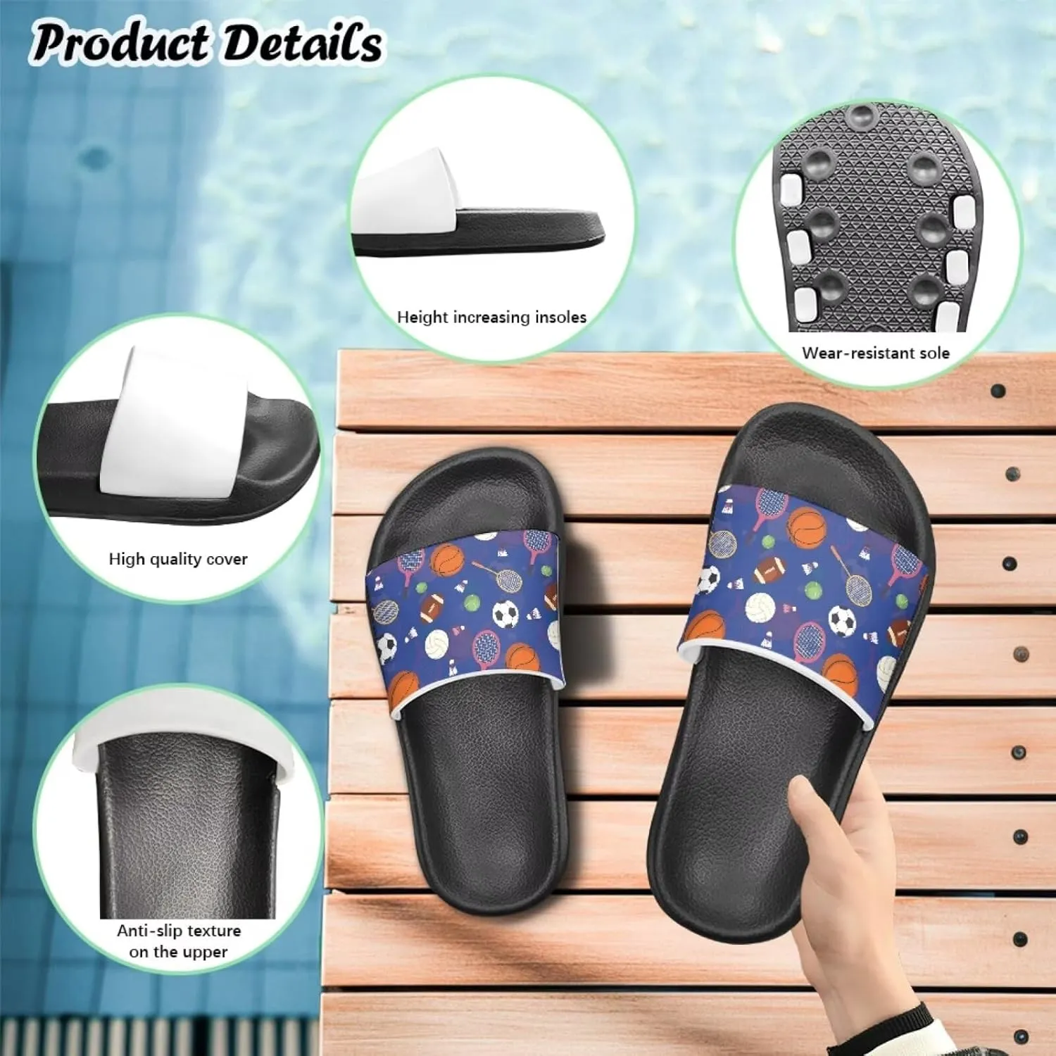 Boys Slides Non-slip Toddler Boys Cute Shower Slippers Toddler Flip Flops Beach Pool Sandals Play Family Gatherings Outdoor