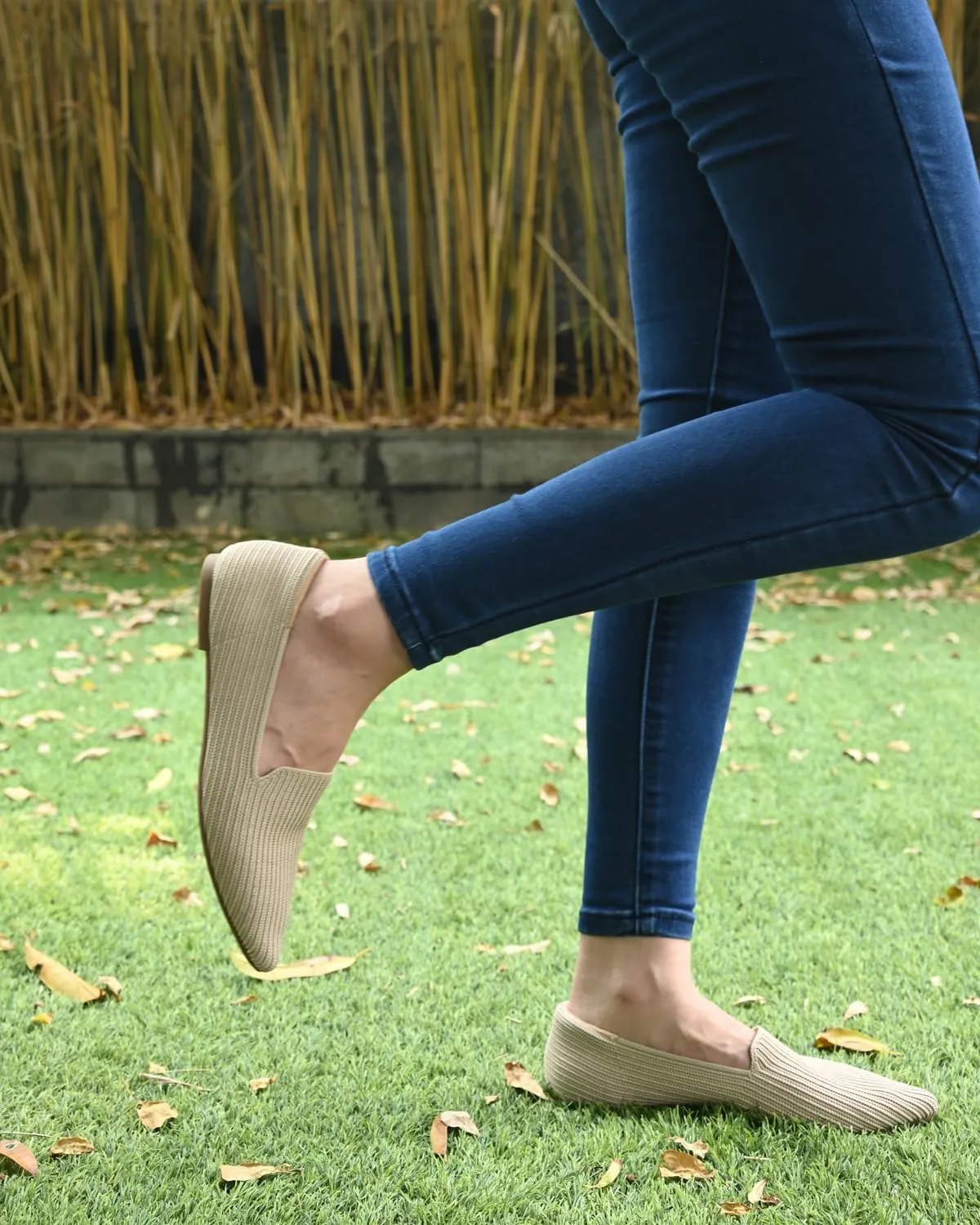 Brown Women's One Size Pointed Toe Slip-On Knit Ballet Flats for Dressy Casual Office Work Walking Flats