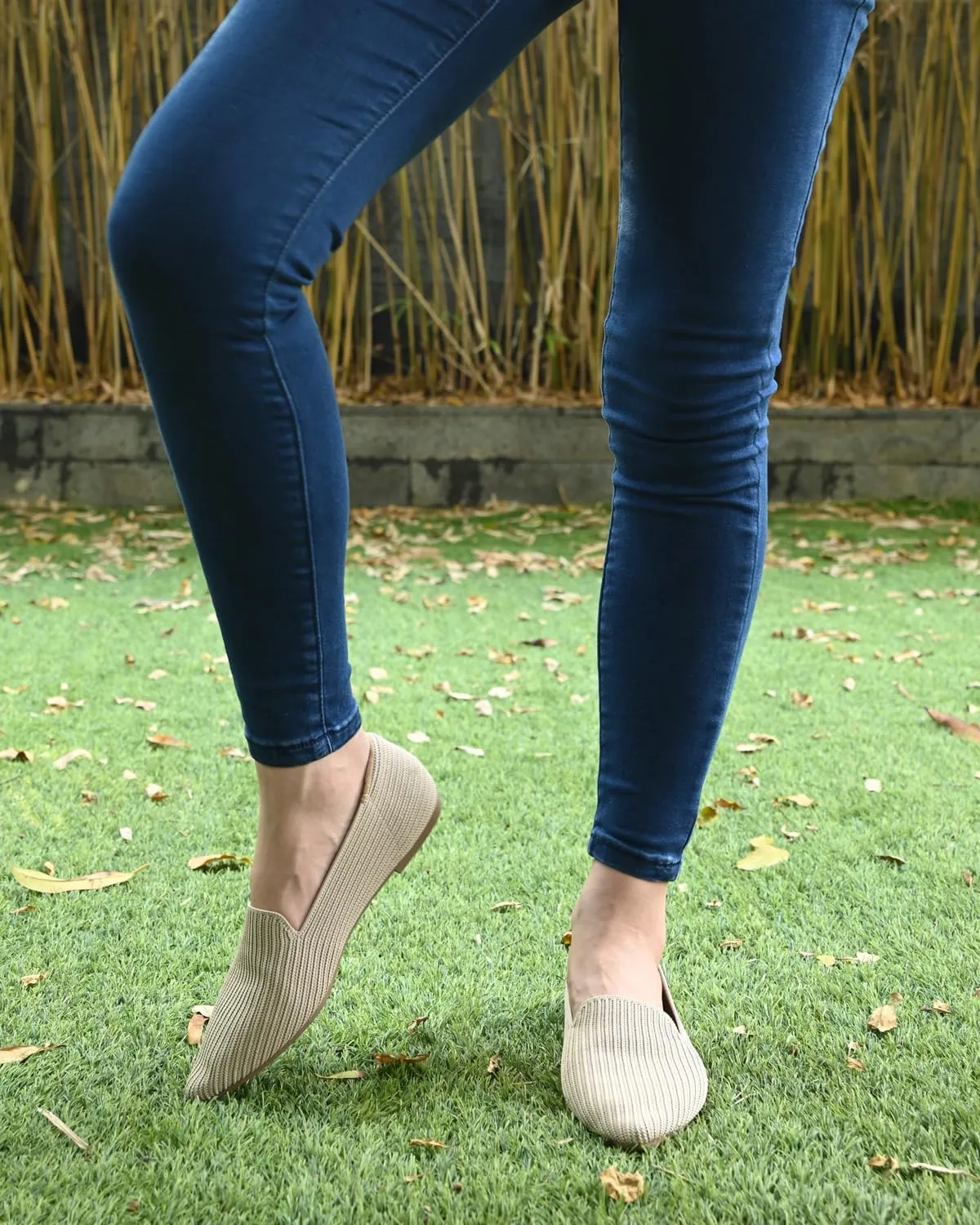 Brown Women's One Size Pointed Toe Slip-On Knit Ballet Flats for Dressy Casual Office Work Walking Flats