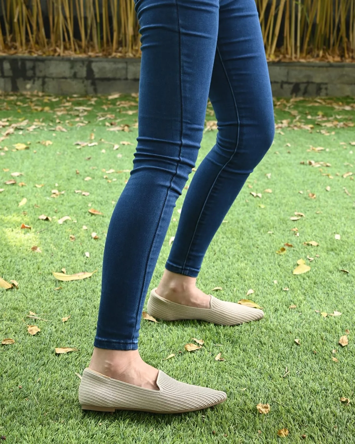 Brown Women's One Size Pointed Toe Slip-On Knit Ballet Flats for Dressy Casual Office Work Walking Flats