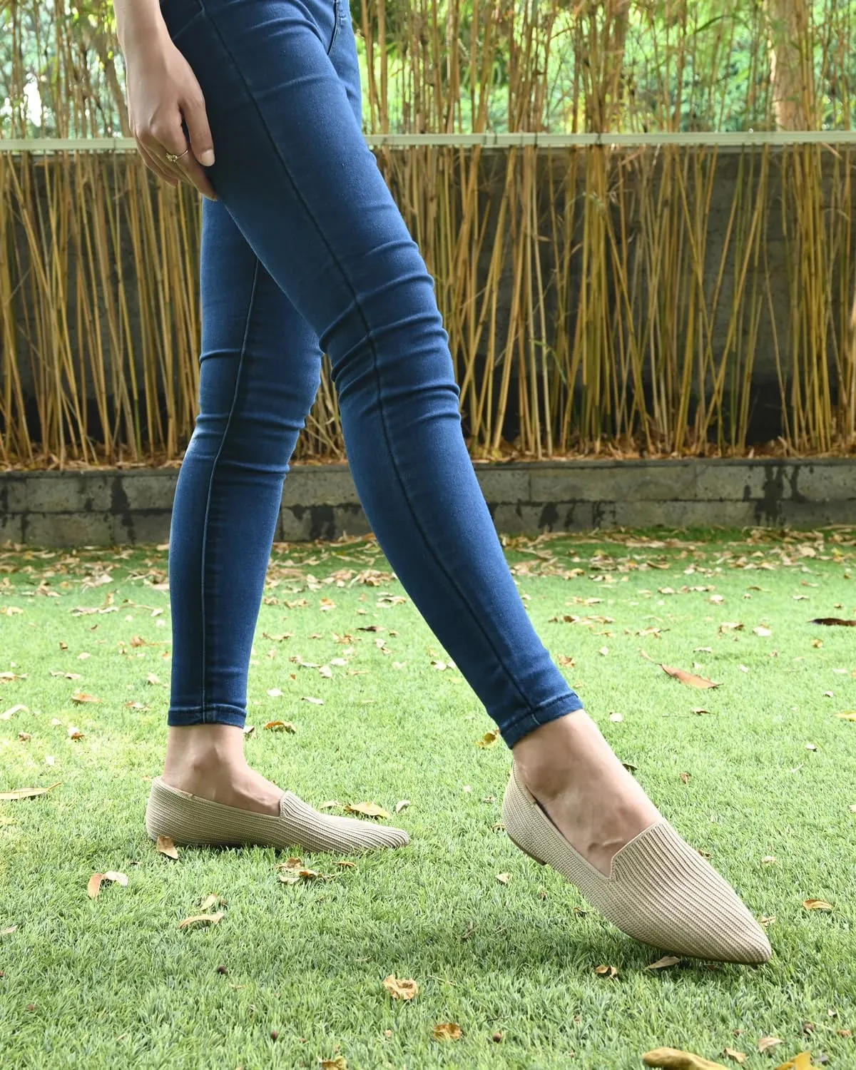 Brown Women's One Size Pointed Toe Slip-On Knit Ballet Flats for Dressy Casual Office Work Walking Flats