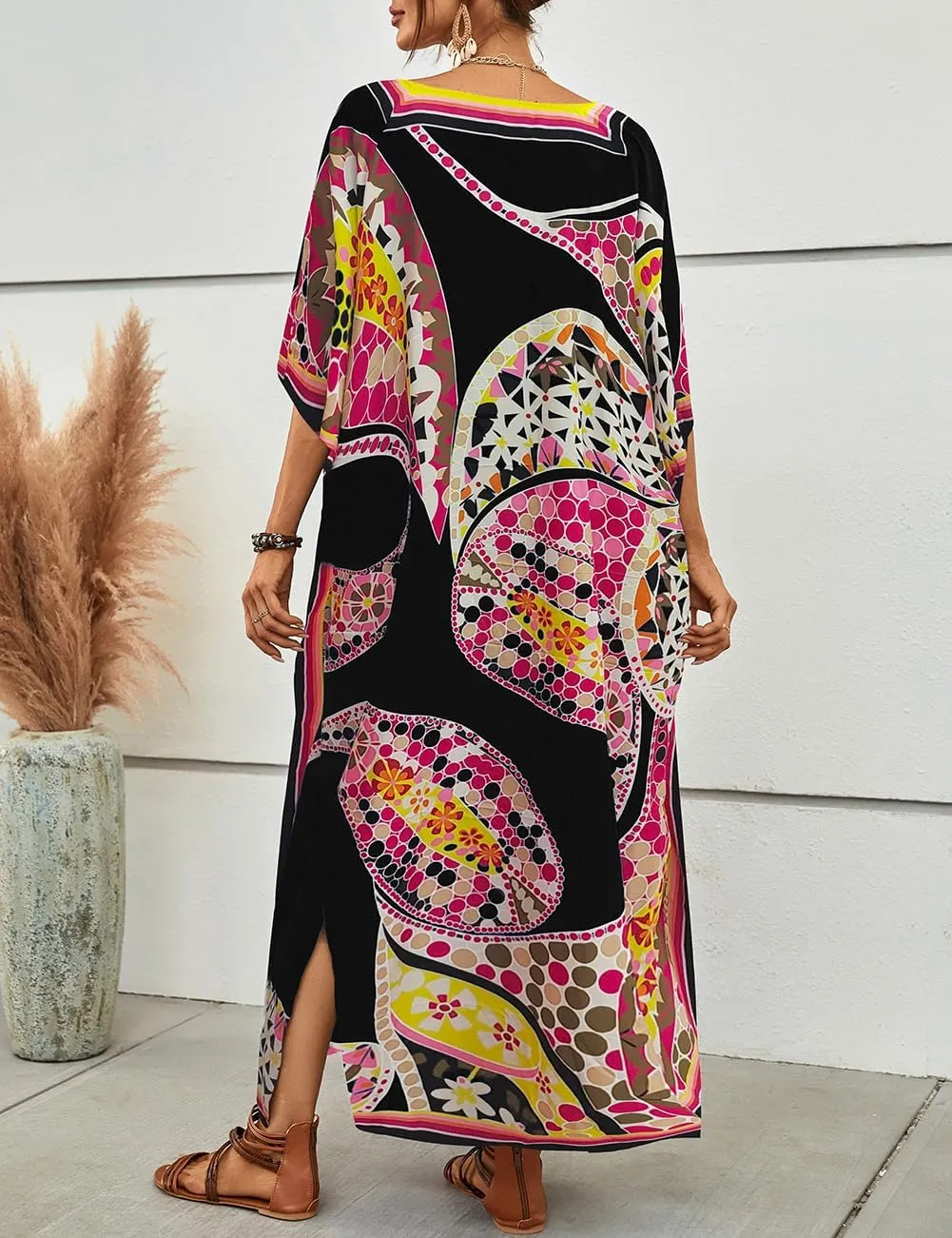 Bsubseach Women Plus Size Kaftan Dress Swimsuit Cover Up Caftan Maxi Beach Dresses Cover Ups