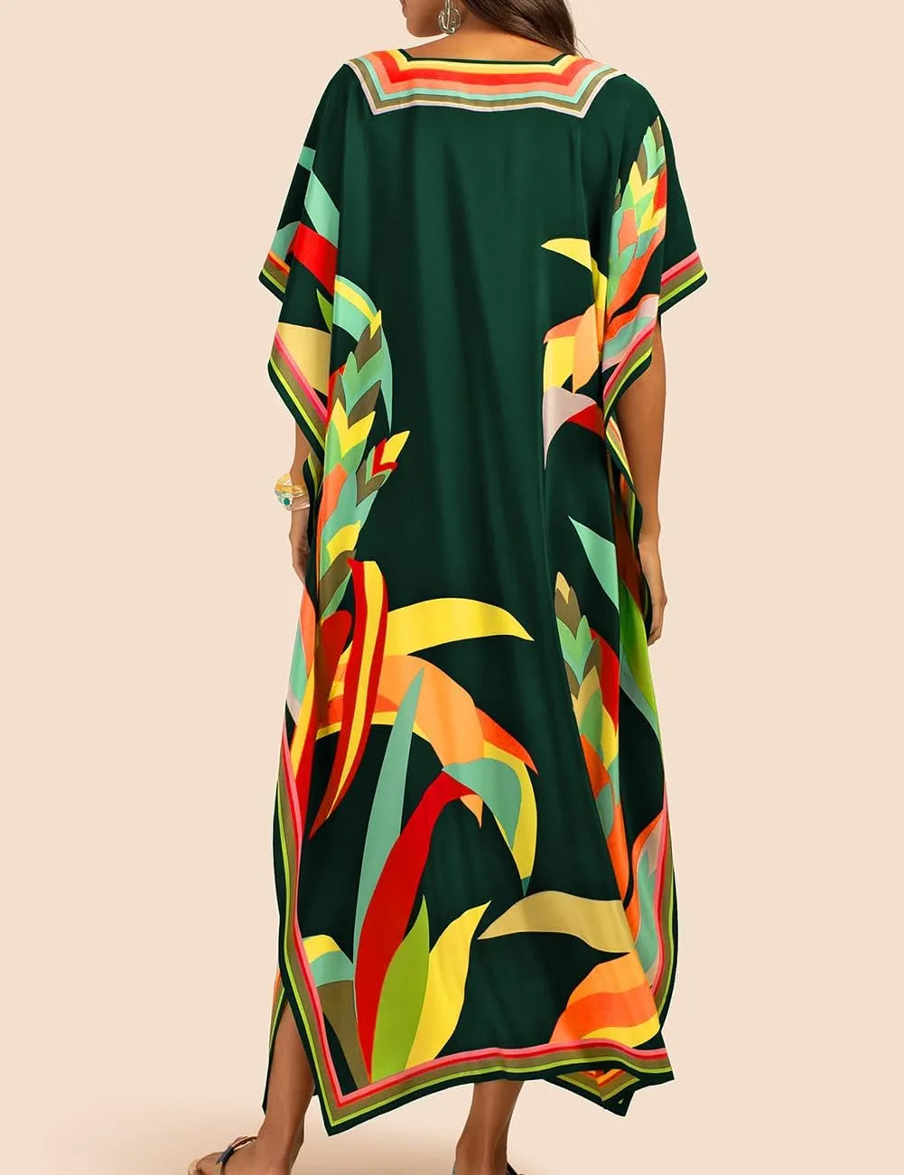 Bsubseach Women Plus Size Kaftan Dress Swimsuit Cover Up Caftan Maxi Beach Dresses Cover Ups
