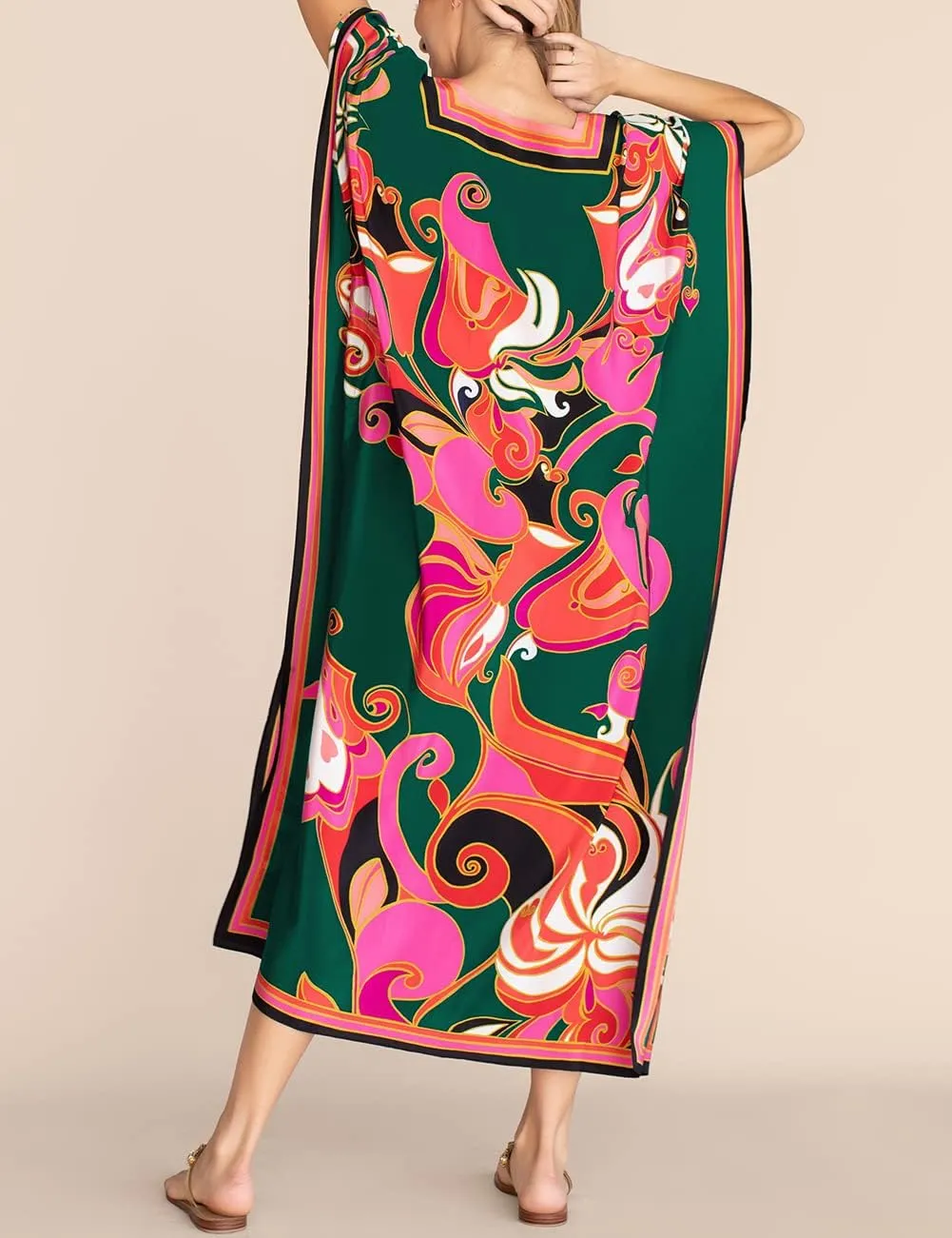Bsubseach Women Plus Size Kaftan Dress Swimsuit Cover Up Caftan Maxi Beach Dresses Cover Ups