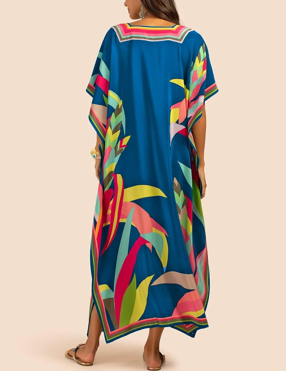 Bsubseach Women Plus Size Kaftan Dress Swimsuit Cover Up Caftan Maxi Beach Dresses Cover Ups