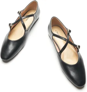 C. Paravano Women's Mary Jane Ballet Flats - Adjustable Buckle Strap,Soft Leather Almond Toe Flats for Work,Casual, Daily Wear, Wedding, Church, Office, and Travel and Driving-Stylish Women's Shoes