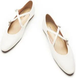 C. Paravano Women's Mary Jane Ballet Flats - Adjustable Buckle Strap,Soft Leather Almond Toe Flats for Work,Casual, Daily Wear, Wedding, Church, Office, and Travel and Driving-Stylish Women's Shoes