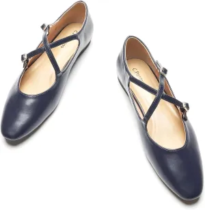 C. Paravano Women's Mary Jane Ballet Flats - Adjustable Buckle Strap,Soft Leather Almond Toe Flats for Work,Casual, Daily Wear, Wedding, Church, Office, and Travel and Driving-Stylish Women's Shoes