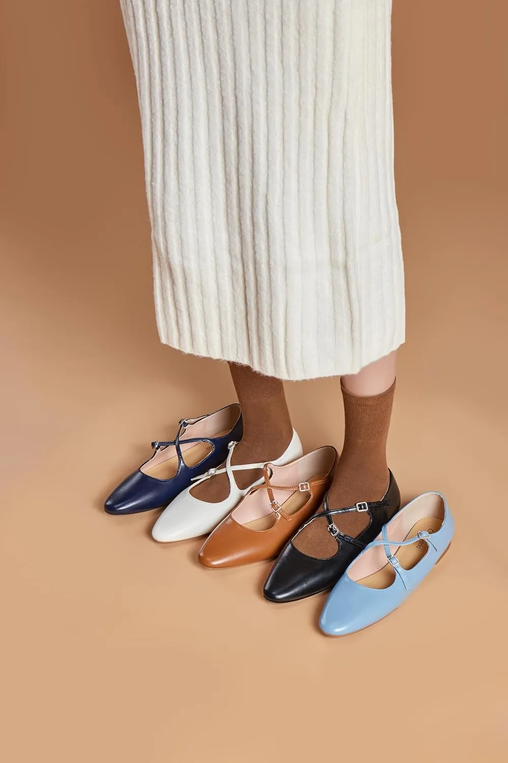 C. Paravano Women's Mary Jane Ballet Flats - Adjustable Buckle Strap,Soft Leather Almond Toe Flats for Work,Casual, Daily Wear, Wedding, Church, Office, and Travel and Driving-Stylish Women's Shoes