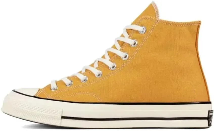 Canvas Shoes high top 1970s Canvas Shoes Vulcanized Sole Retro Pair Sneakers (Yellow, Big Kid, 8, Numeric Range, US Footwear Size System, 9.5, Medium)