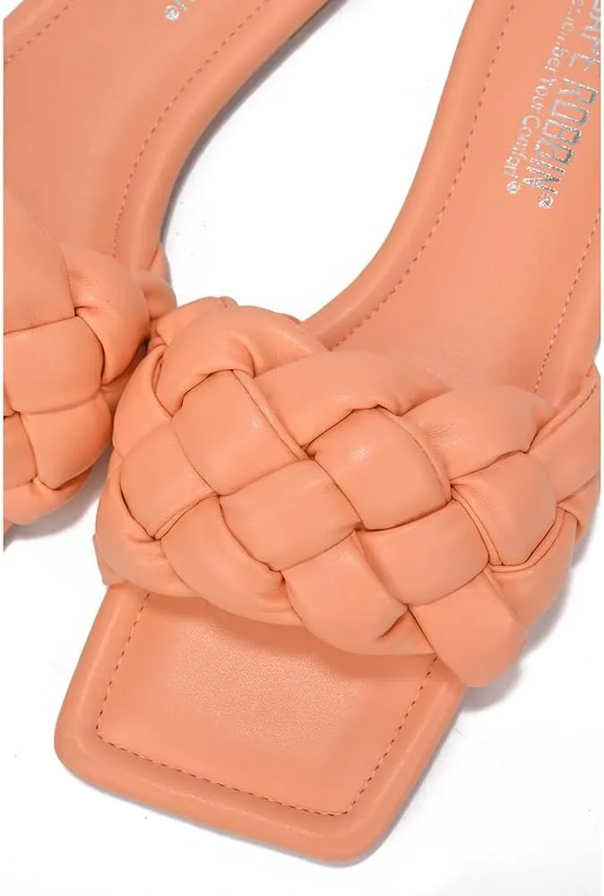 Cape Robbin Women's Square-Toe Braided Sandals - Flat Woven Slip-On Mules (Vagabond)