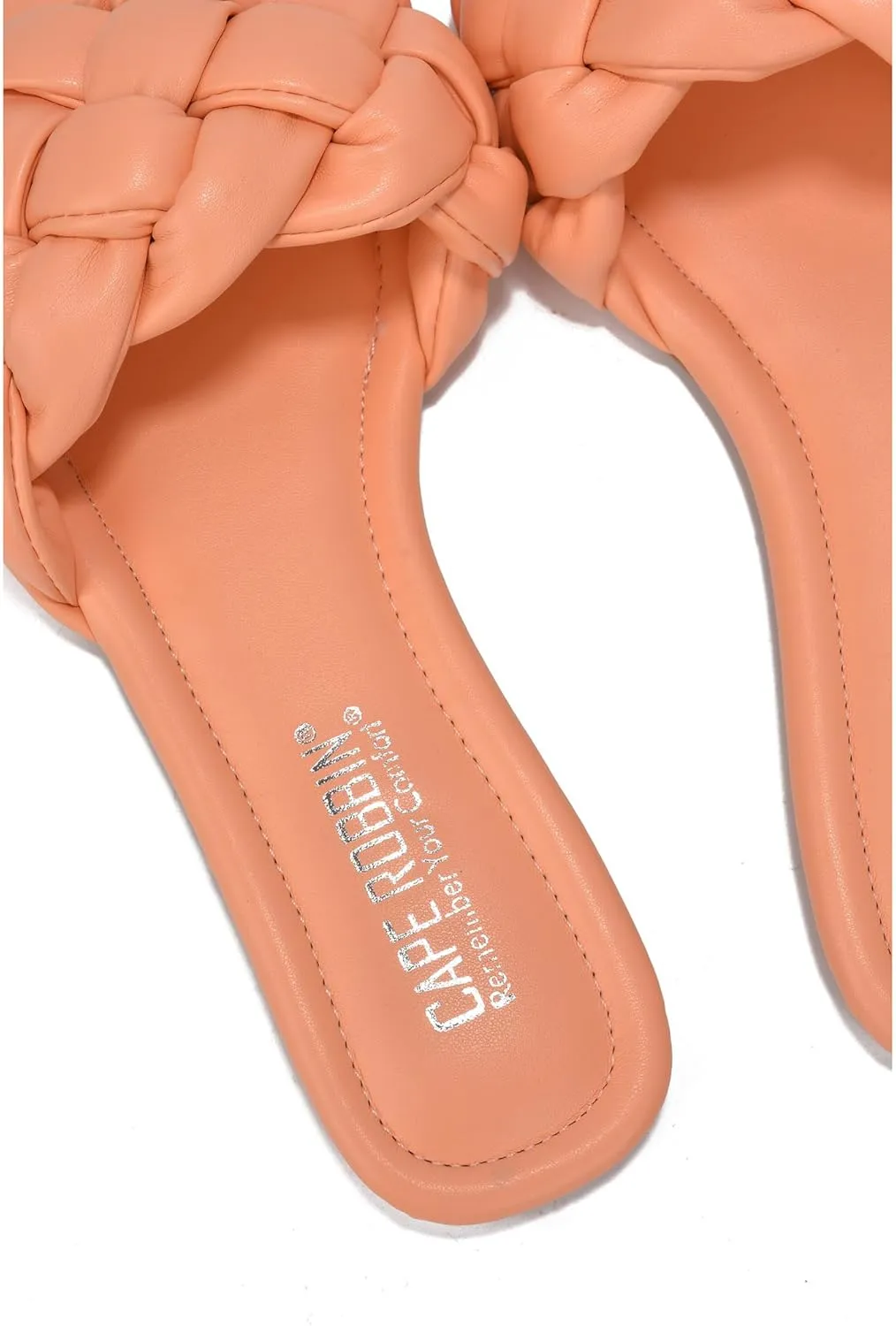 Cape Robbin Women's Square-Toe Braided Sandals - Flat Woven Slip-On Mules (Vagabond)