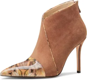 Castamere Women Stiletto High Heel Pointed Toe Ankle Boots Short Bootie Zipper Slip-on Party Office Dress Boots 3.9 Inches
