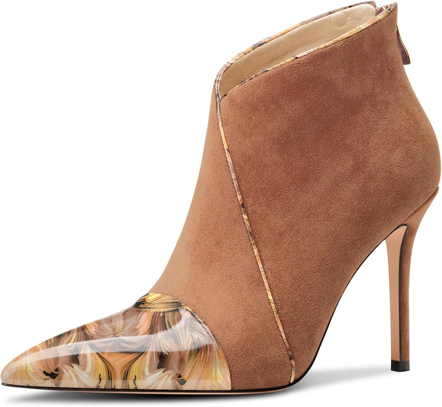 Castamere Women Stiletto High Heel Pointed Toe Ankle Boots Short Bootie Zipper Slip-on Party Office Dress Boots 3.9 Inches