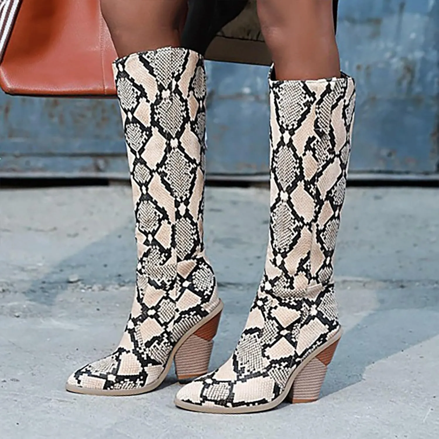 Cathalem Cowboy Boots for Women, Low Chunky Pointed Toe Ankle Boots for Women with Full Bling Sparkly Crystals Booties