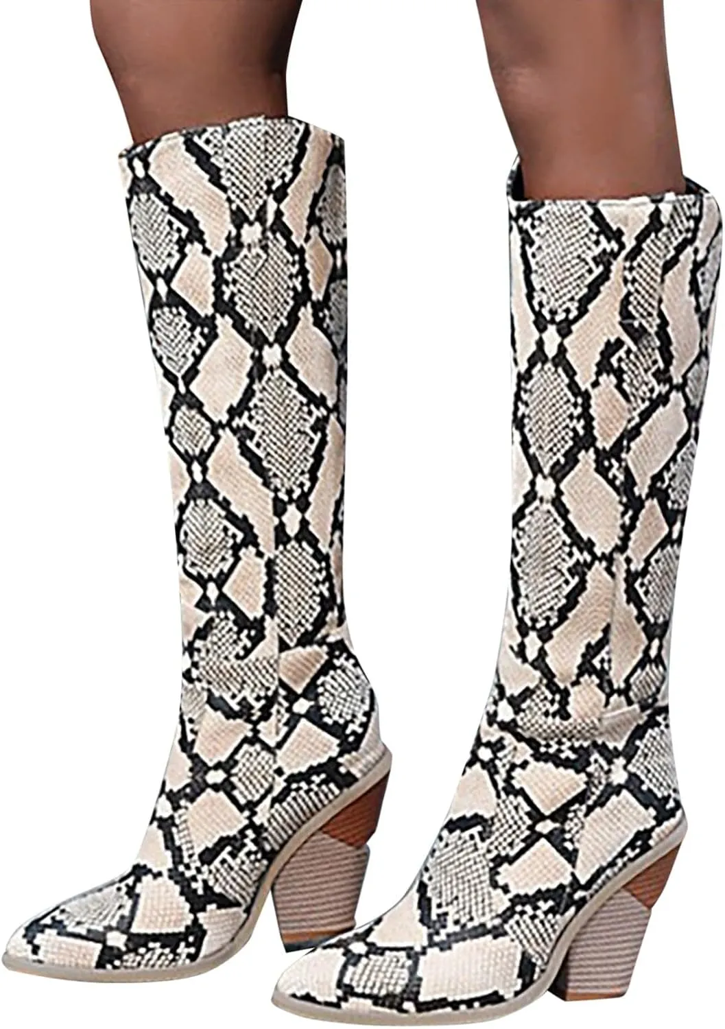 Cathalem Cowboy Boots for Women, Low Chunky Pointed Toe Ankle Boots for Women with Full Bling Sparkly Crystals Booties