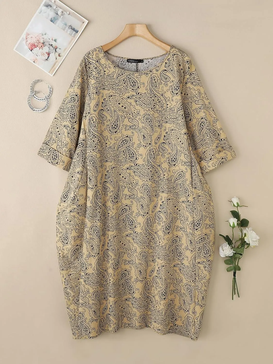 Celmia Autumn Solid Loose Long Maxi Dress Cotton Caftan