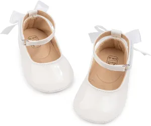 CENCIRILY Infant Baby Girls Mary Jane Flats Non Slip Soft Sole Prewalker Princess Wedding Dress Shoes