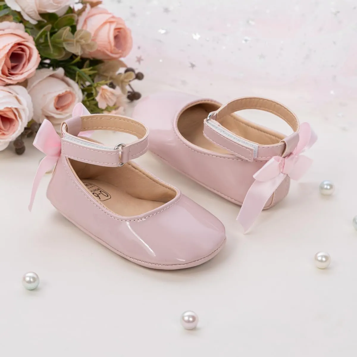 CENCIRILY Infant Baby Girls Mary Jane Flats Non Slip Soft Sole Prewalker Princess Wedding Dress Shoes