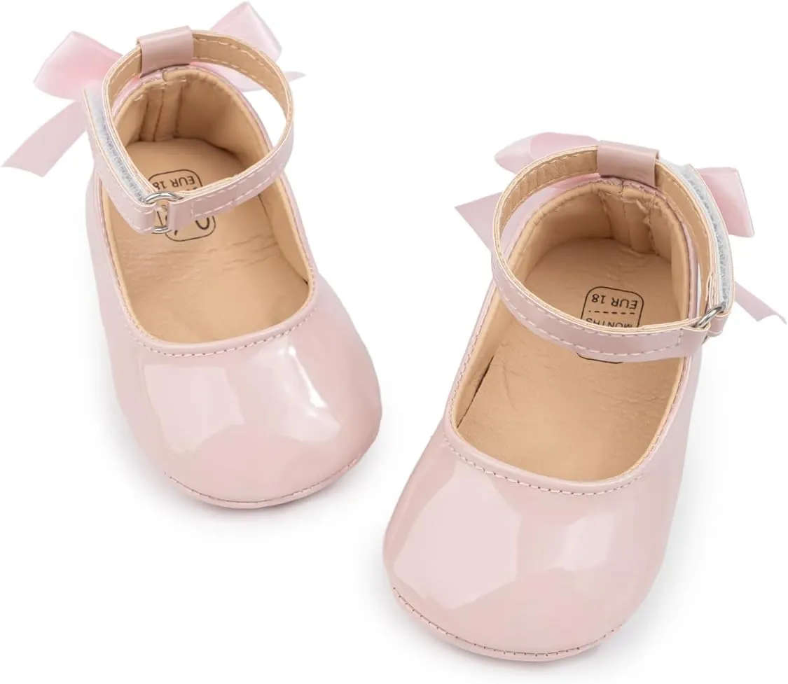 CENCIRILY Infant Baby Girls Mary Jane Flats Non Slip Soft Sole Prewalker Princess Wedding Dress Shoes