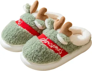 Christmas Slippers for Women Cute Reindeer Winter Shoes Xmas Men's Pattern Warm Memory Foam Bedroom Slipper Indoor Soft Cartoon Slip Ons Fuzzy Plush House Slides Festive Party Stuff